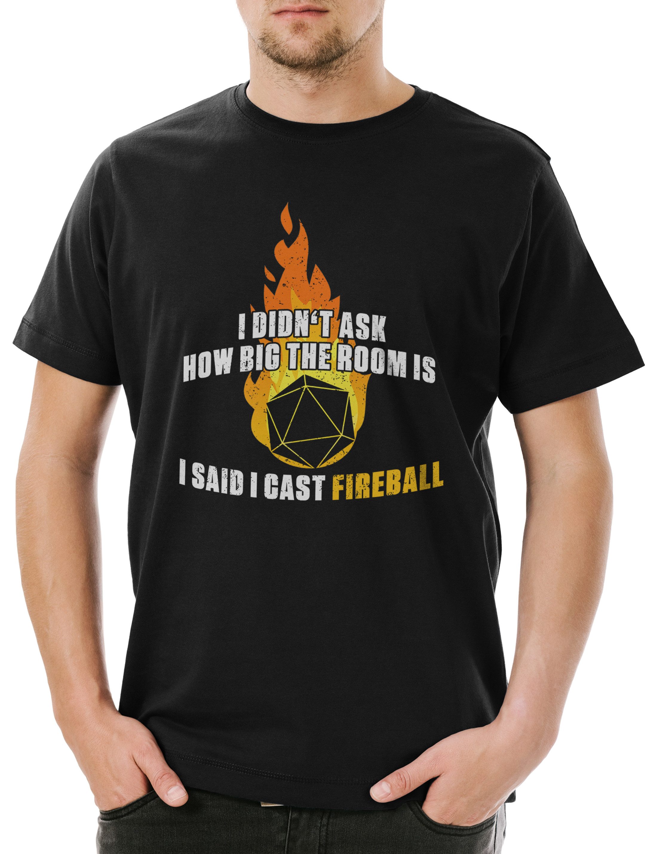 Print-Shirt RPG Fireball Herren T-Shirt Role Play Playing Game Pen Paper Retro