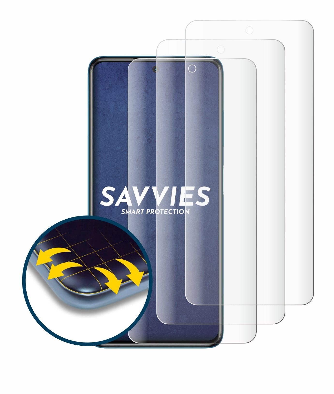 Savvies Full-Cover Schutzfolie für Xiaomi Poco X3 NFC, Displayschutzfolie,  4 Stück, 3D Curved klar