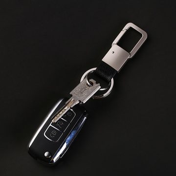 Cerbery Schlüsselanhänger Eleganter Schlüsselanhänger aus Leder mit Ringen und Geschenkbox, Kunstleder