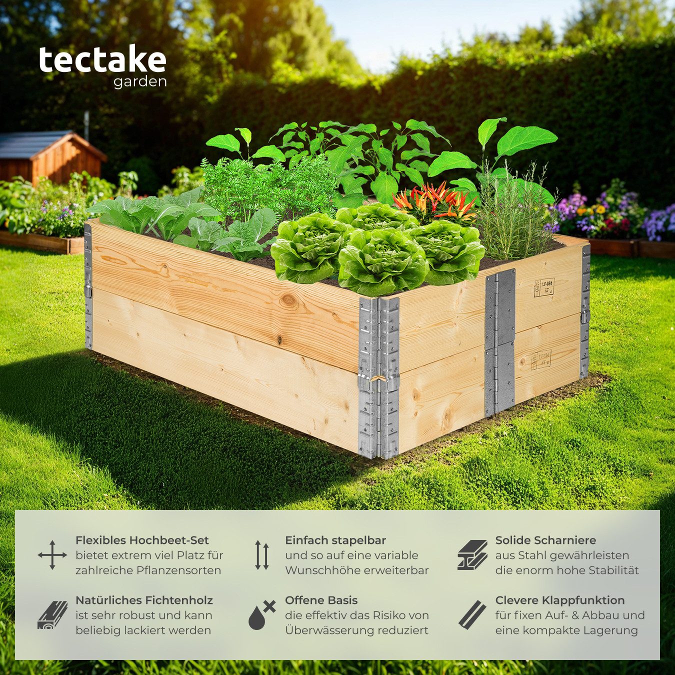 tectake Hochbeet Pflanzenkasten klappbar und stapelbar günstig online kaufen
