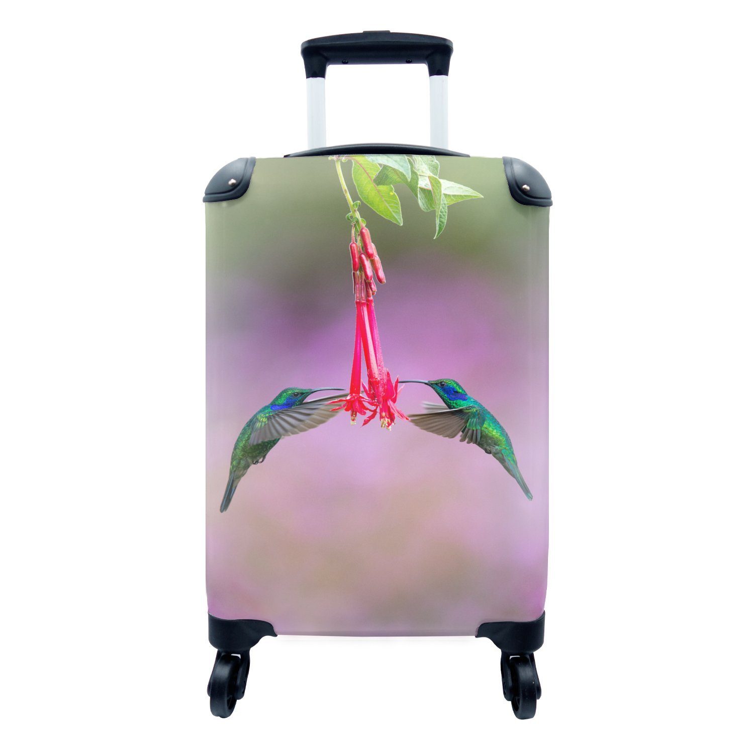 MuchoWow Handgepäckkoffer Vogel - Kolibri - Blau - Rot, 4 Rollen, Reisetasche mit rollen, Handgepäck für Ferien, Trolley, Reisekoffer | Handgepäck-Koffer