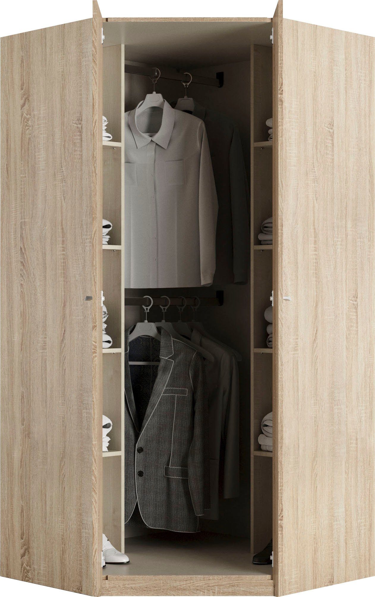 priess Eckkleiderschrank Barcelona Kleiderschrank Ecklösung Raumwunder in 2 Tiefen Schrank Eckschrank Garderobe – Bild 5 von 5