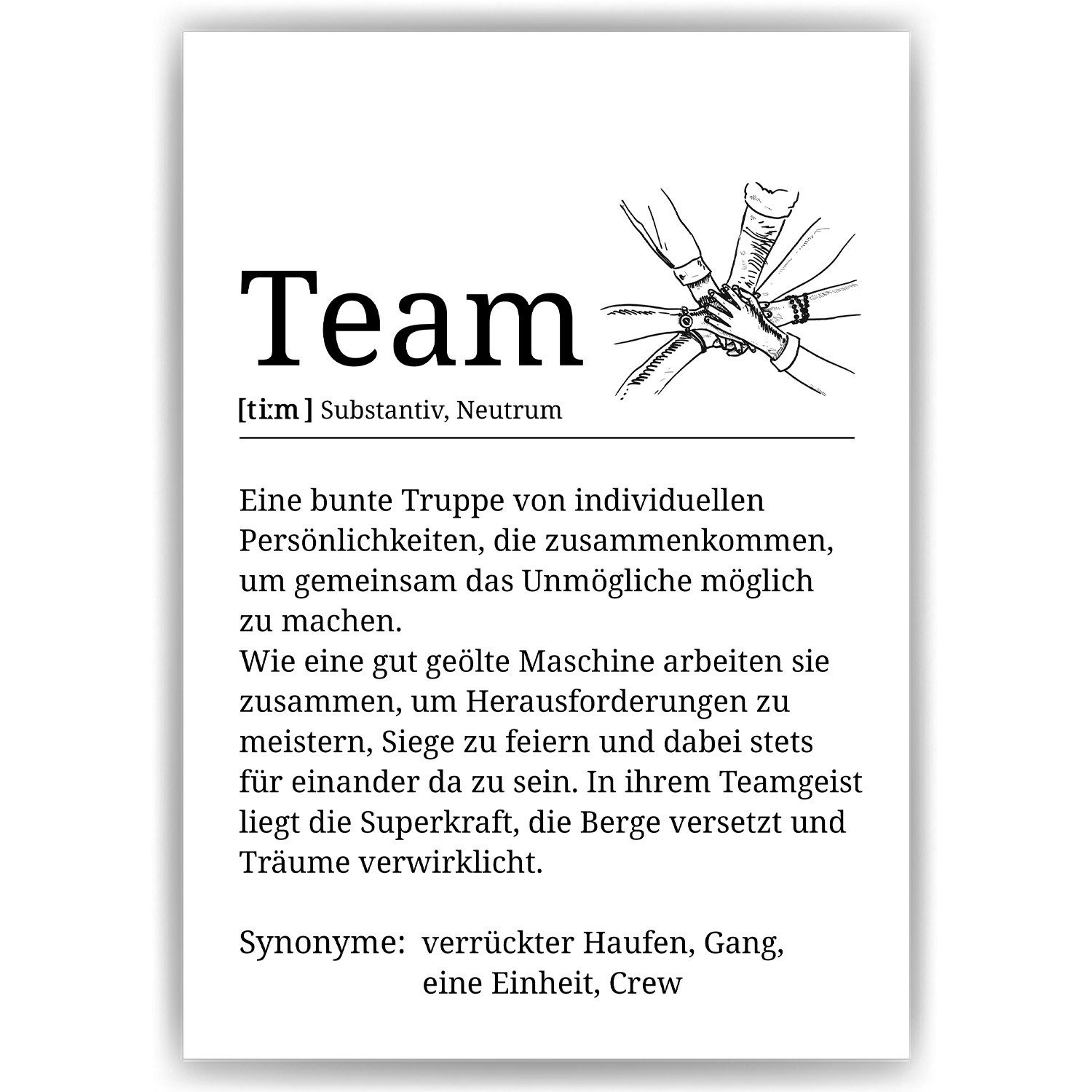 Tigerlino Poster Team Definition Kollegen Geschenk Arbeit Büro Dekoration Mitarbeiter, Abschiedsgeschenk Wertschätzung Arbeitskollegen