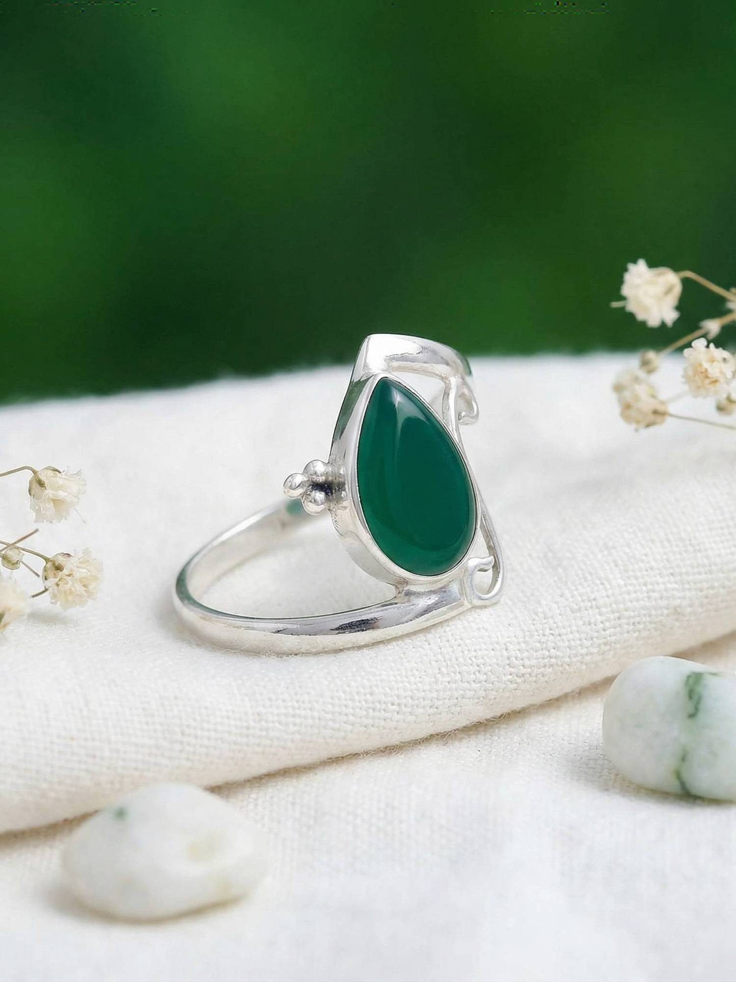 mantraroma Silberring UHA aus 925 Silber mit grünen Onyx (Ring mit Schmuckb günstig online kaufen