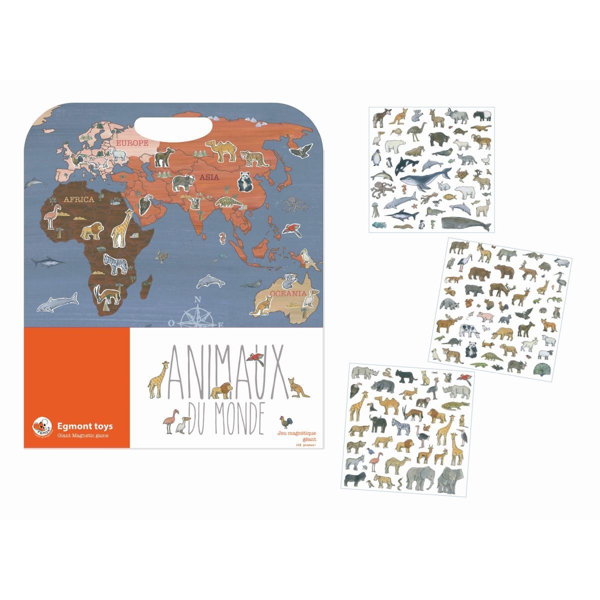 Egmont Toys Magnetspiel Tiere der Welt 152 Teile im Koffer ähnlich wie Sticker Magnetspielbausteine