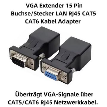 Bolwins J13 VGA Extender Ethernet Adapter 15pin Stecker/Buchse auf RJ45 Buchse Adapter