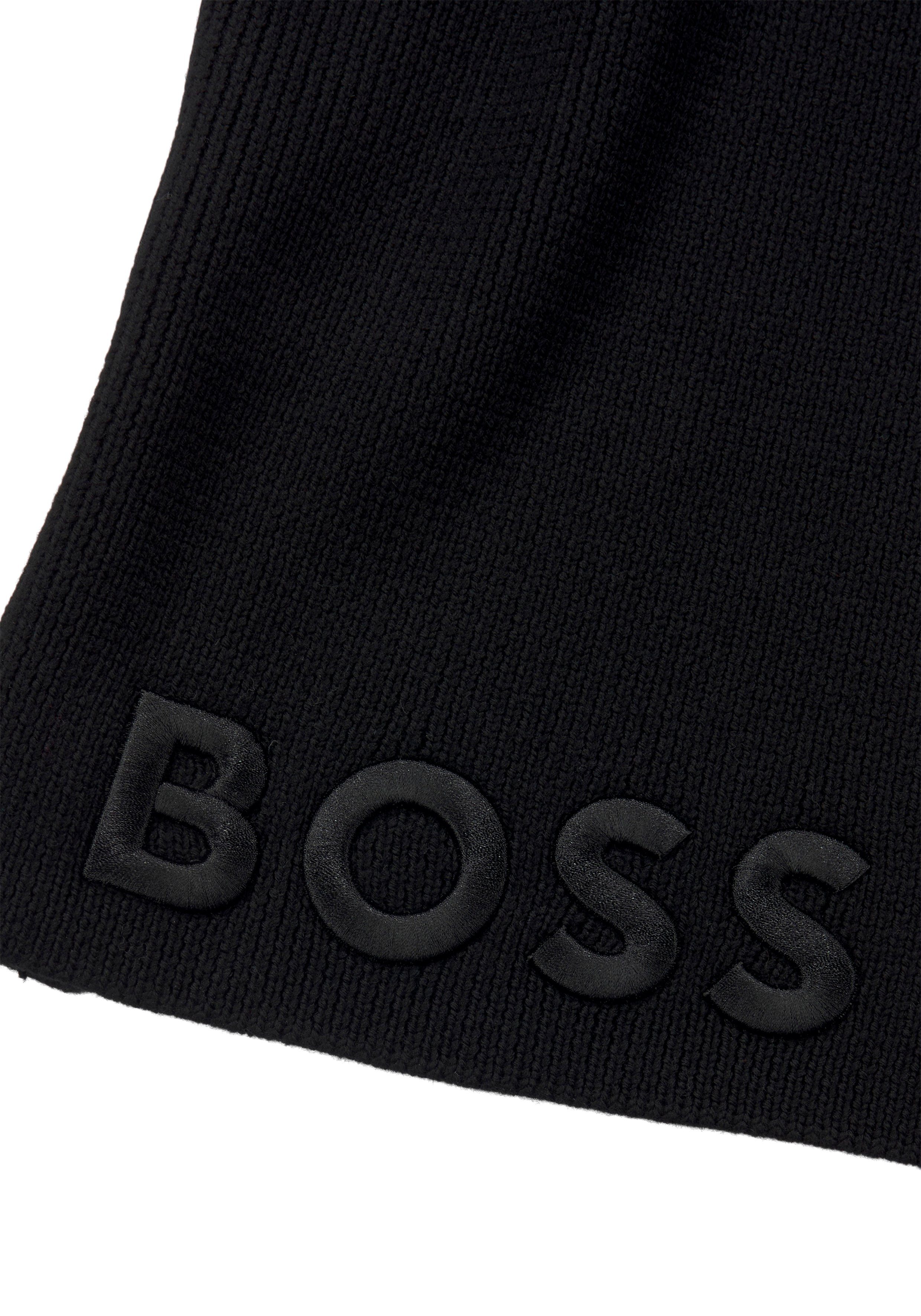 BOSS Schal Lara_scarf, Black tonaler mit BOSS Logo-Stickerei