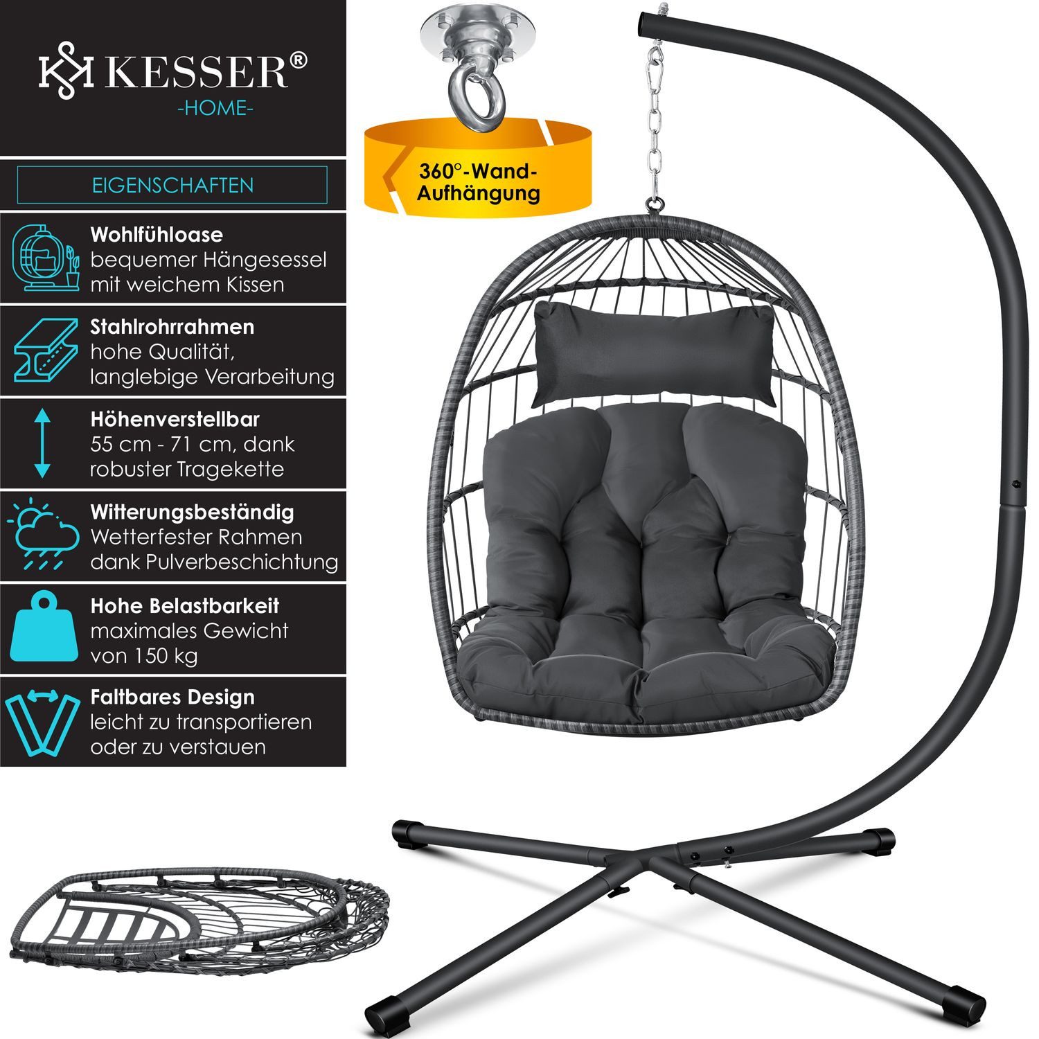 KESSER Hängesessel, Hängesessel Jungle mit Gestell günstig online kaufen