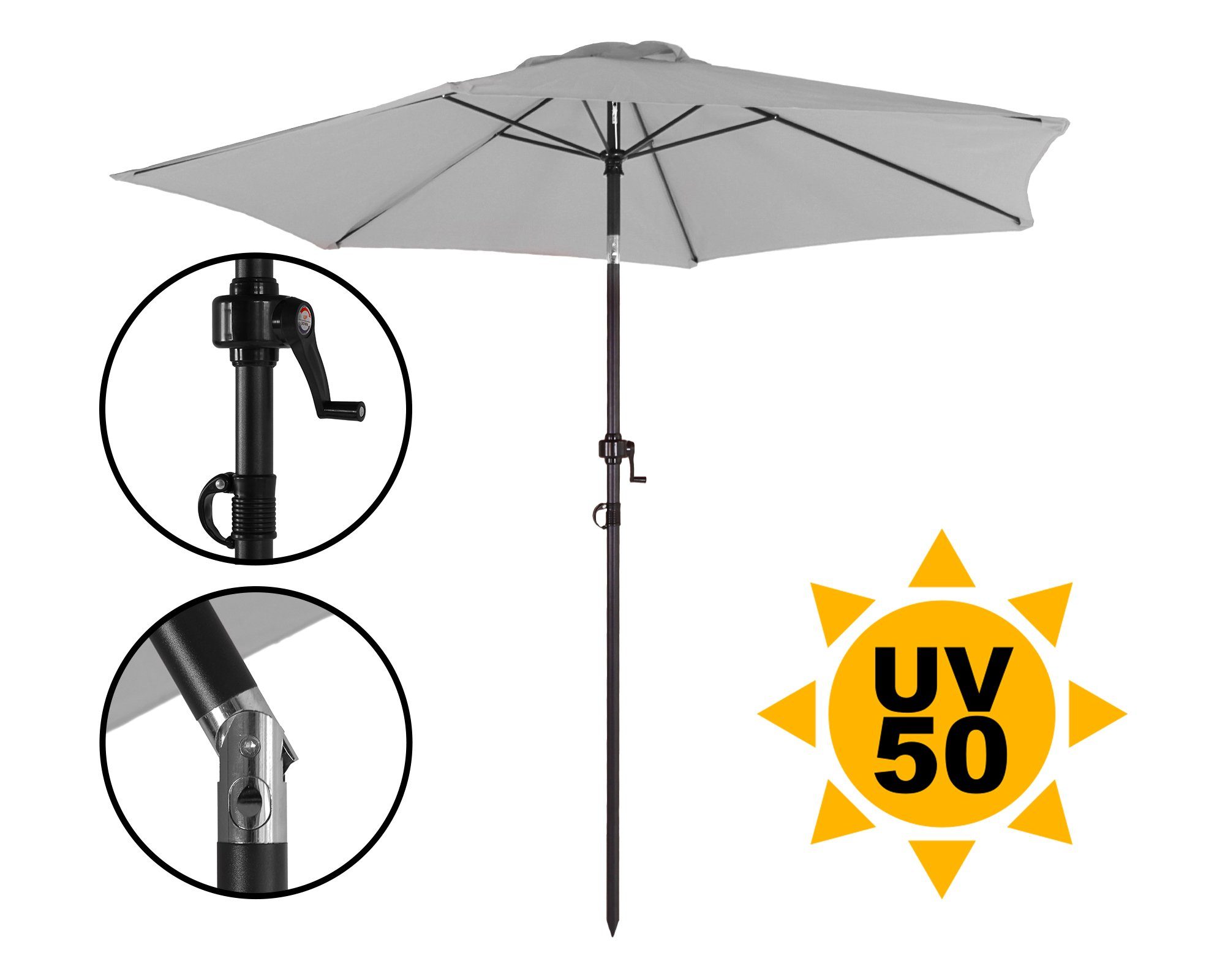 Sonnenschirm Strandschirm 2,3 Meter Sonnenschutz mit Kurbel, Knick-Gelenk