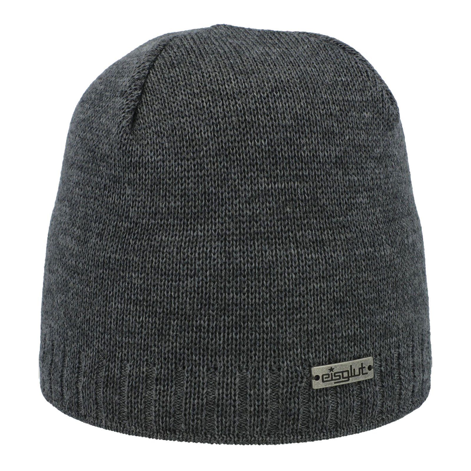 Eisglut Beanie Raffertya Rewoolife mit Markenemblem 480 grau meliert