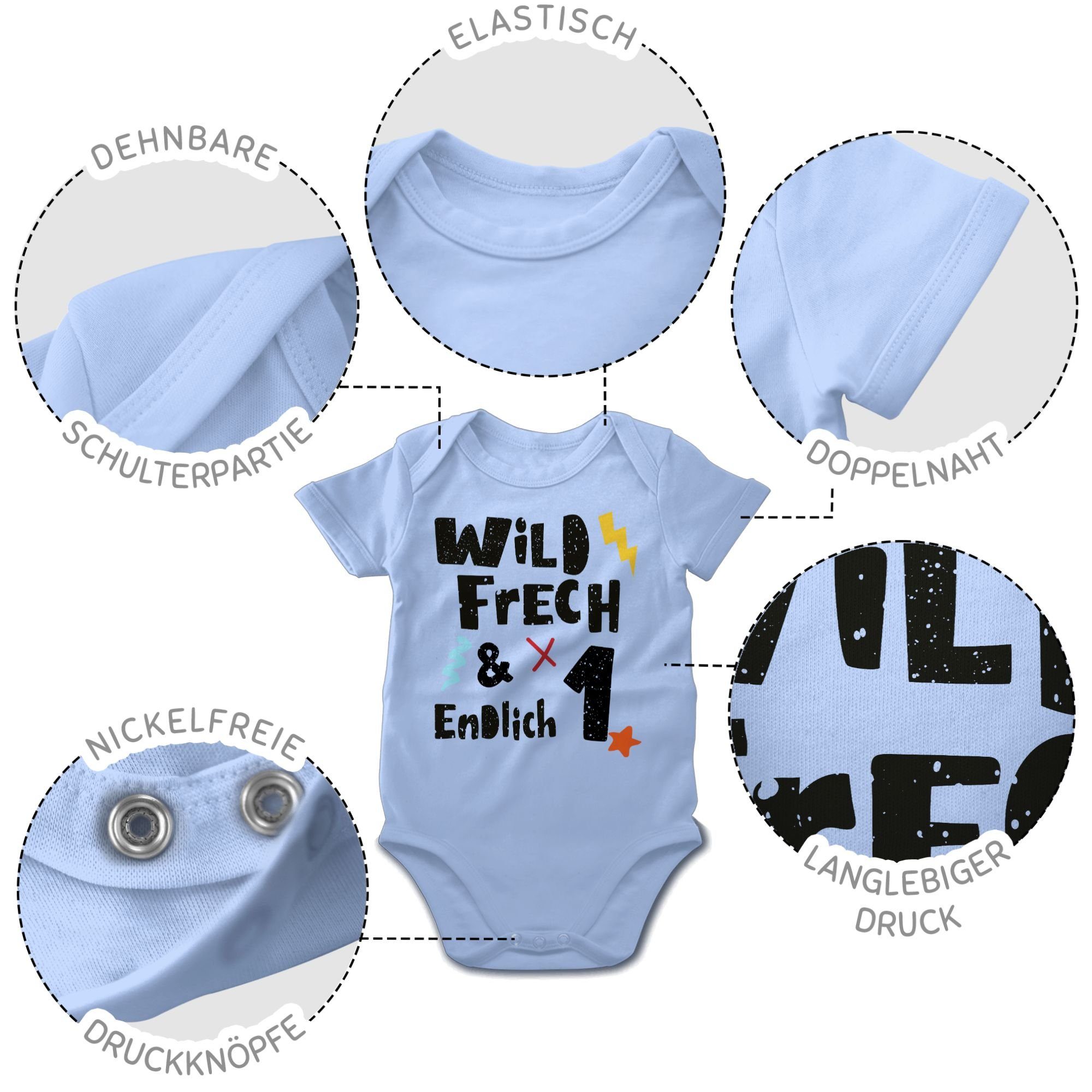 Babyblau - frech Shirtbody und Geburtstag 3 Jahr 1 endlich Wunderbar 1. Wild ein Shirtracer
