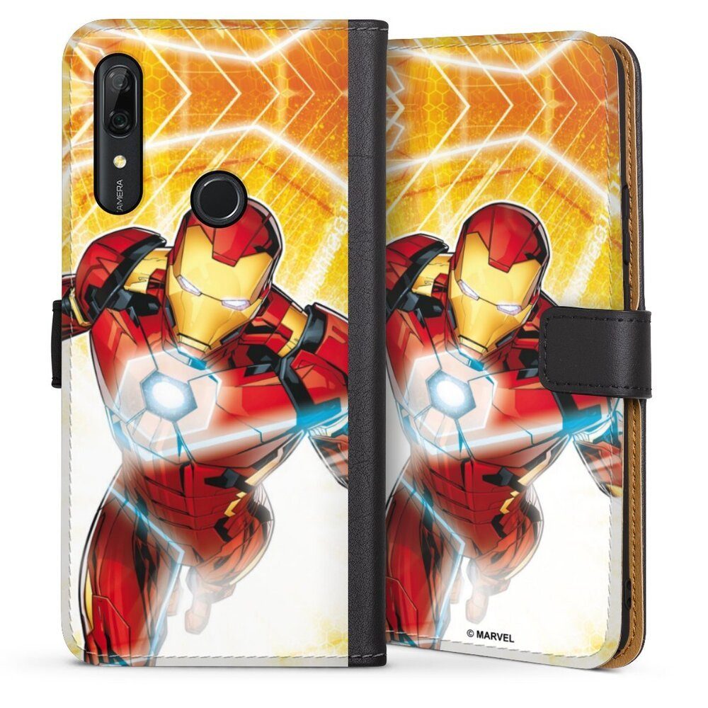 DeinDesign Handyhülle Iron Man on Fire, Huawei P Smart Z Hülle Handy Flip Case Wallet Cover Handytasche Leder