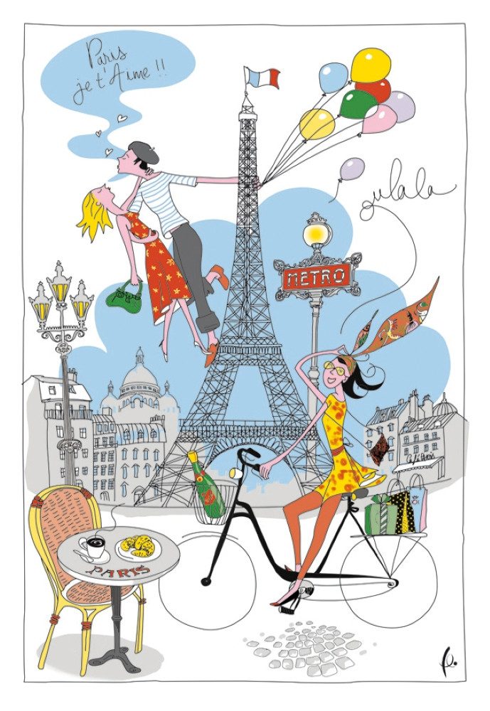 Winkler Geschirrtuch Geschirrtuch La Parisienne Blanc 48x72 cm, (1-tlg., 1 x Geschirrtuch), bedruckt