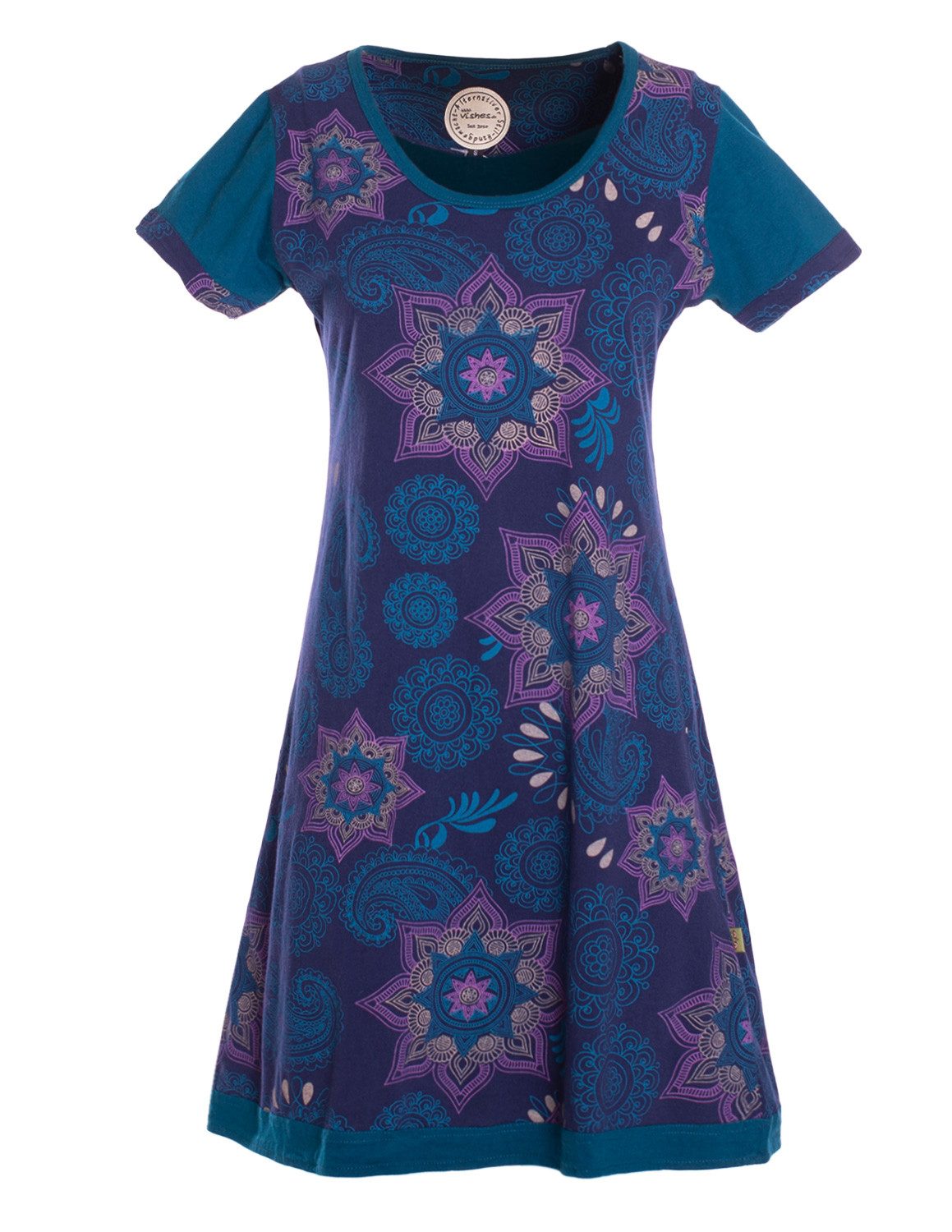 Sommerkleid Mini Kleid kurzarm Baumwolle Sommerkleid Mandalas