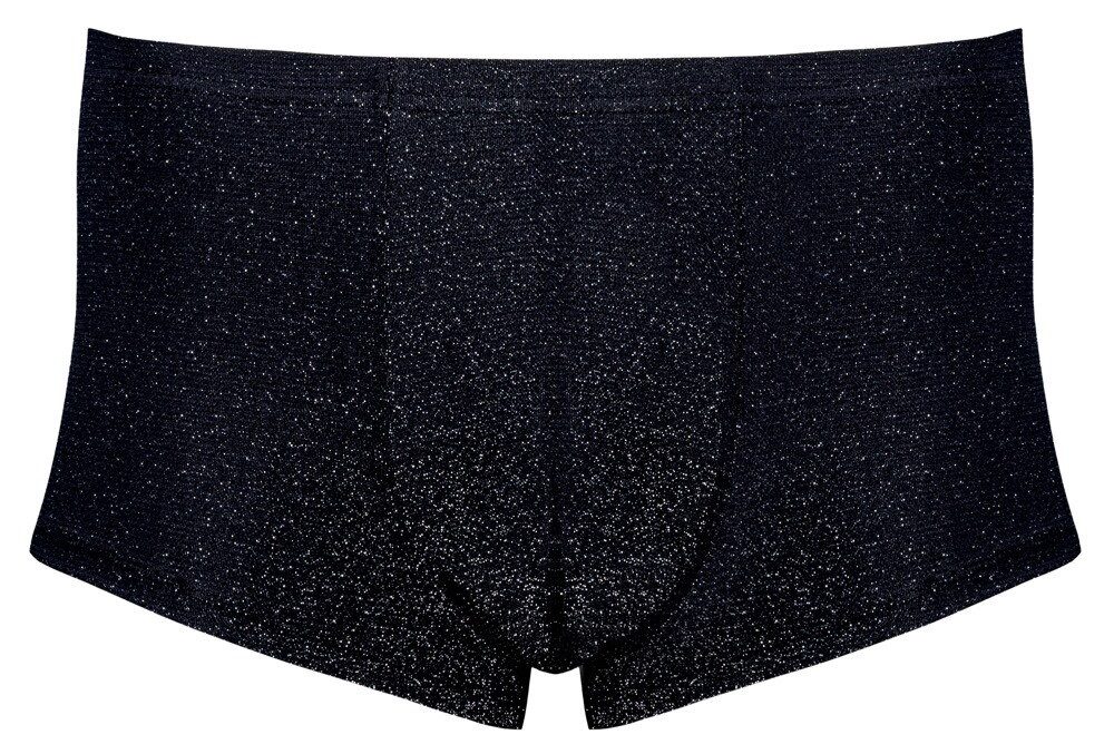 Svenjoyment Boxershorts Leicht transparente Boxershorts mit silber Glitzer - schwarz (1-St) Schillernder Silver-Look