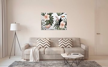 A.S. Création Leinwandbild Toucan, Blumen (1 St), Palmenblätter Hibiskus Dschungel Keilrahmen