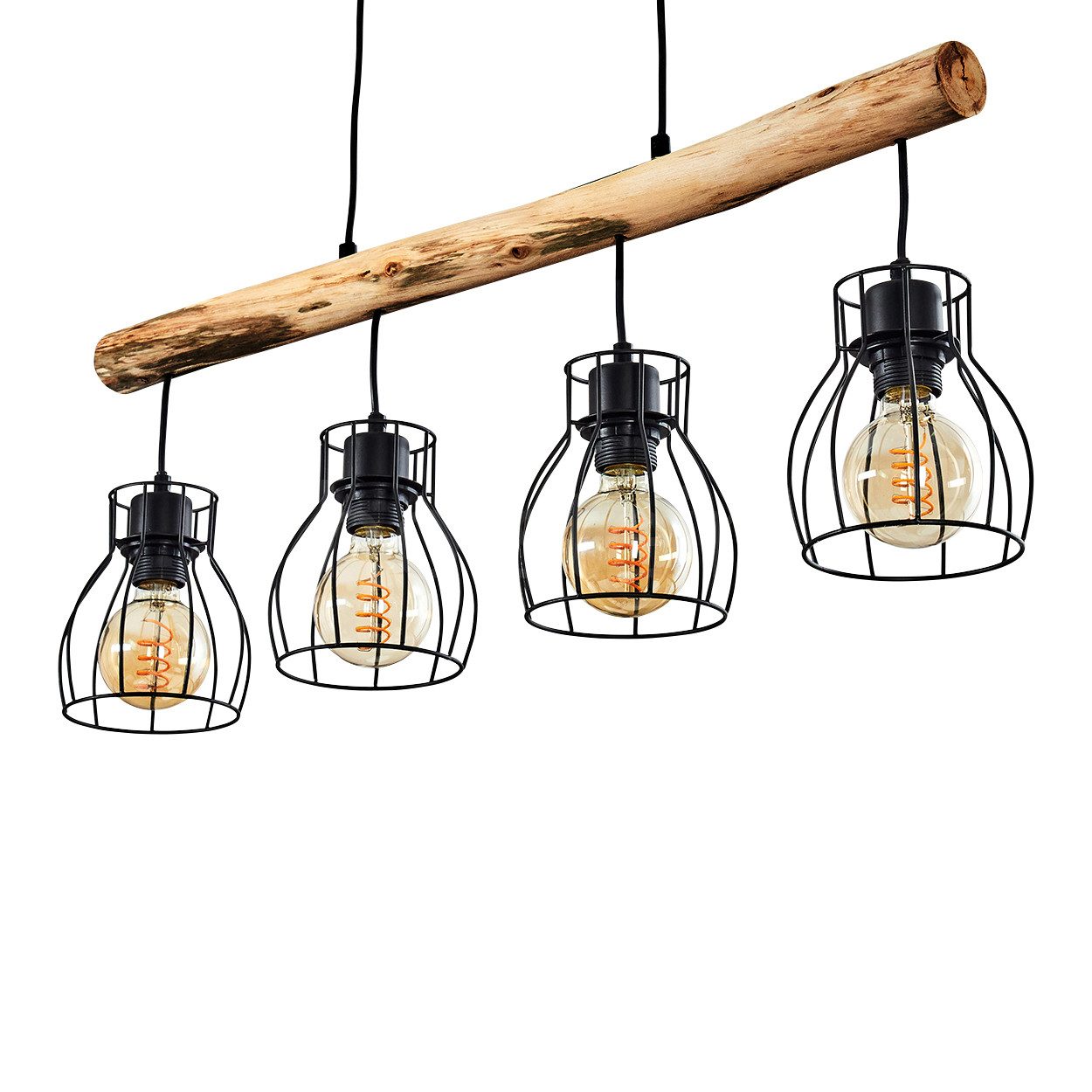 hofstein Hängeleuchte »Aprica« Hängelampe aus Metall/Holz in Schwarz/Braun, günstig online kaufen