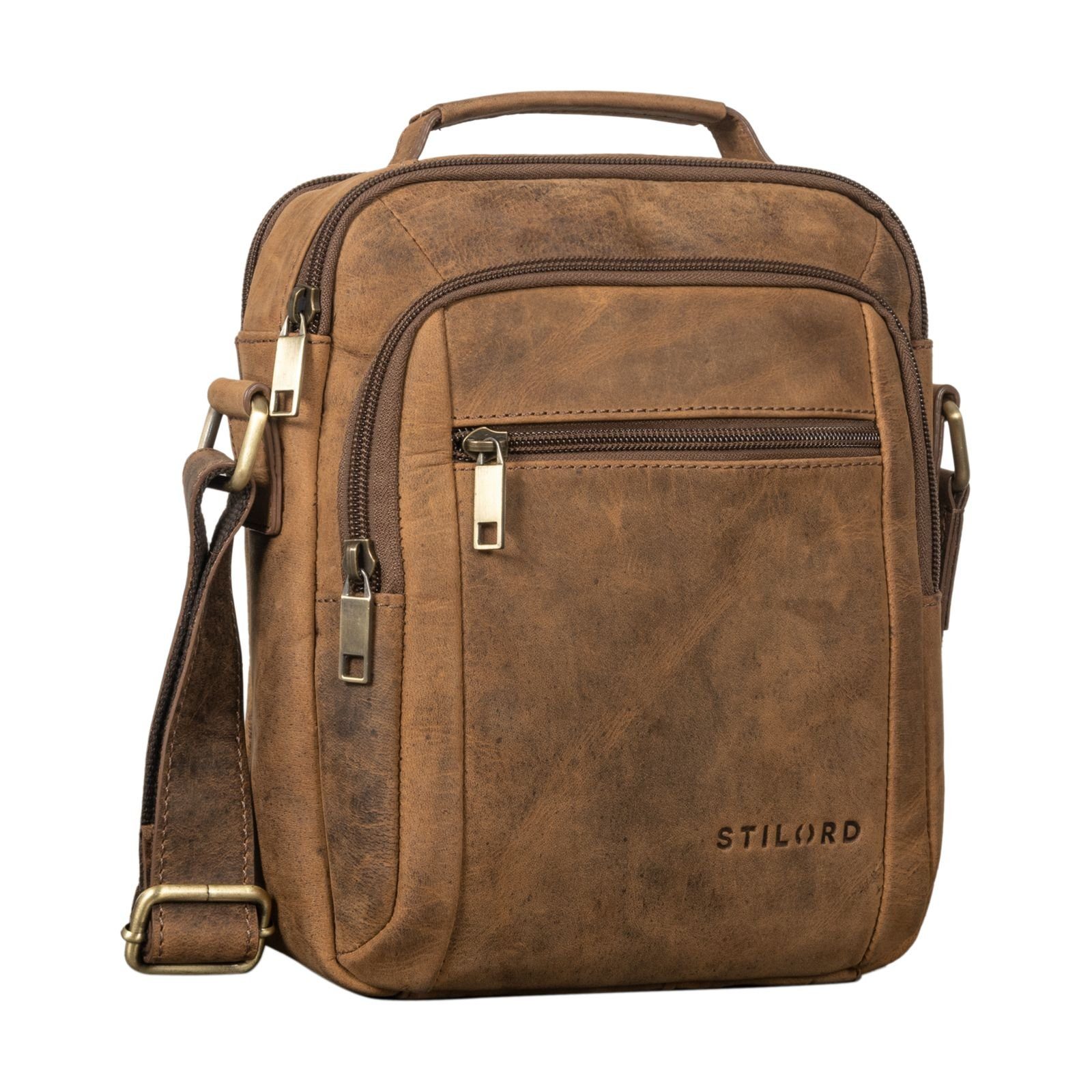 Schultertasche "Lucky" Umhängetasche Herren Klein Leder Handtasche