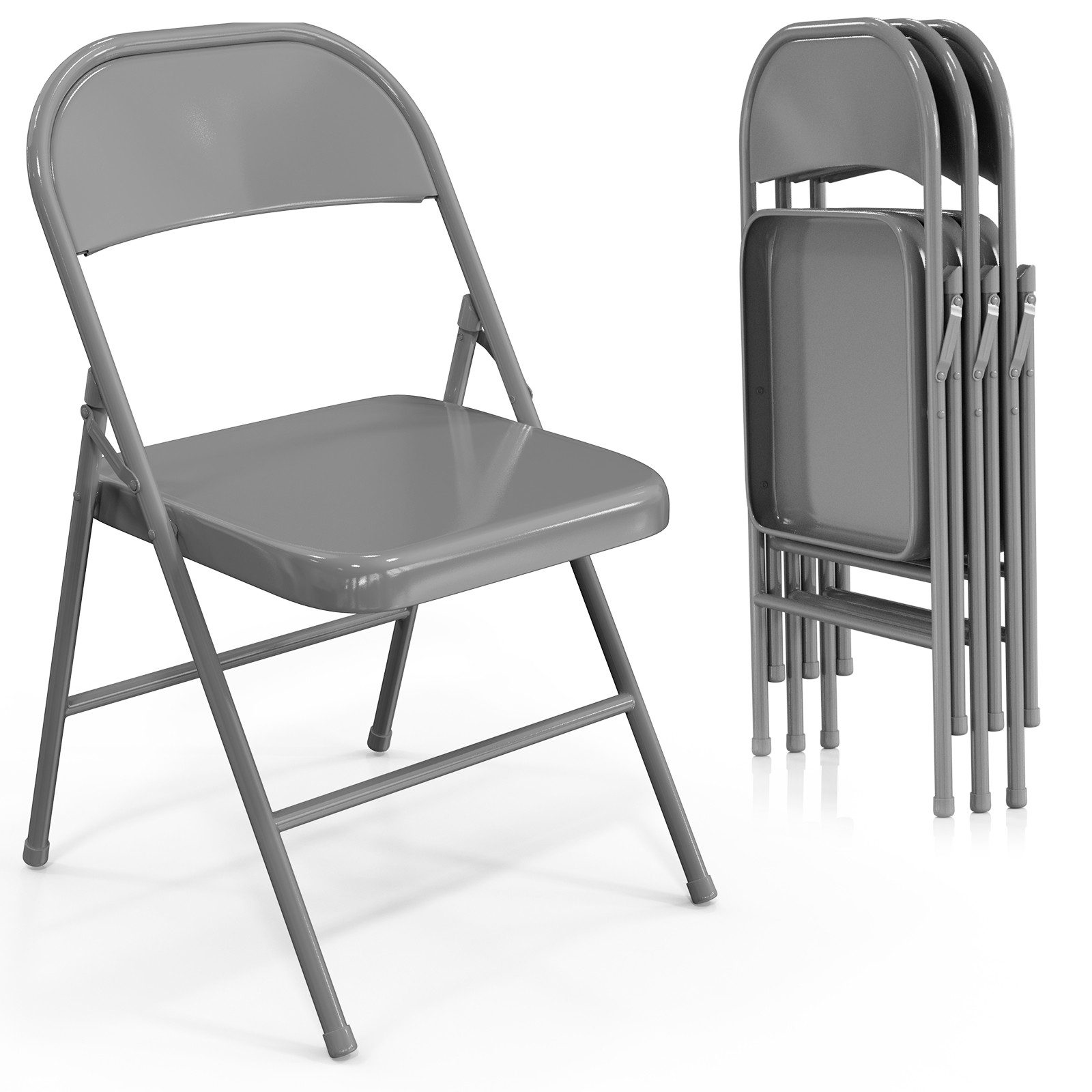 VINGLI Klappstuhl Metall 4er Set, Wetterbeständige Gartenstühle aus Eisen, bis 158 kg (4 St), für Balkon, Büro, Veranstaltungen & Party, Schwarz/Khaki/Weiß/Grau