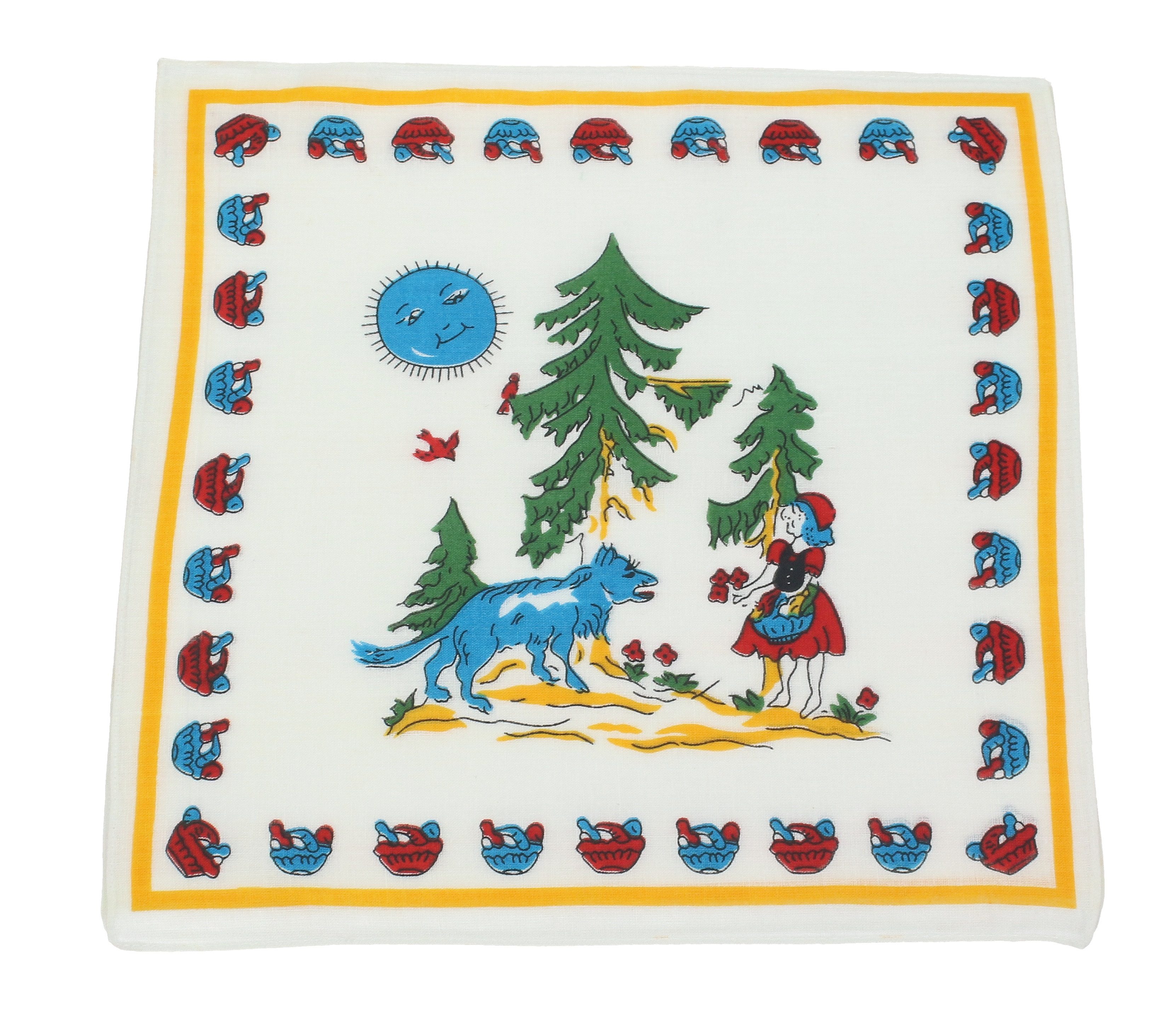 Betz Taschentuch 12 Stück Kinder Stofftaschentücher Größe 26x26 cm Märchen Motiv, (Set, 12-St. 12 Stück), Rotkäppchen Design 2