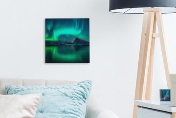 OneMillionCanvasses® Leinwandbild Nordlichter - Berge - Norwegen, (1 St), Leinwand Bilder für Wohnzimmer Schlafzimmer