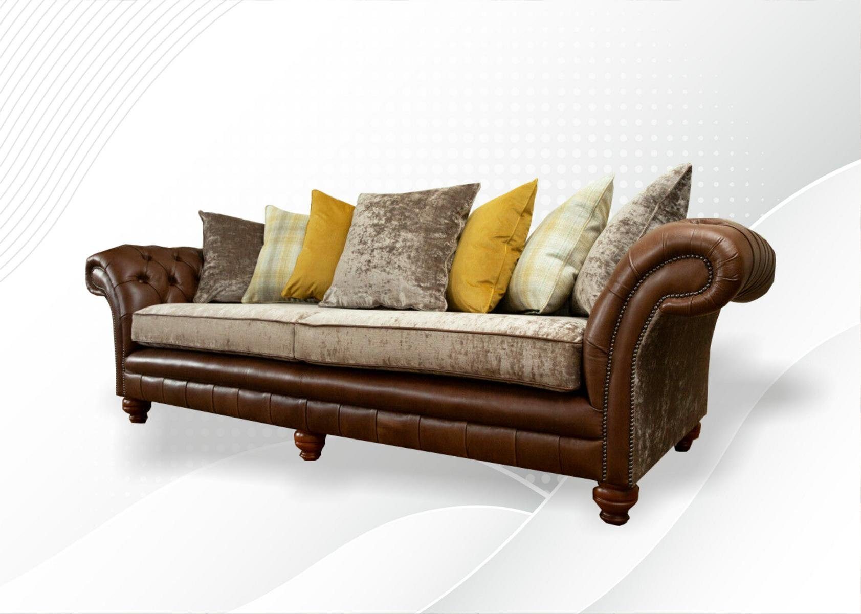 4 Sofa Couch Sofa Chesterfield-Sofa, Design Sitzer JVmoebel 265 cm Chesterfield