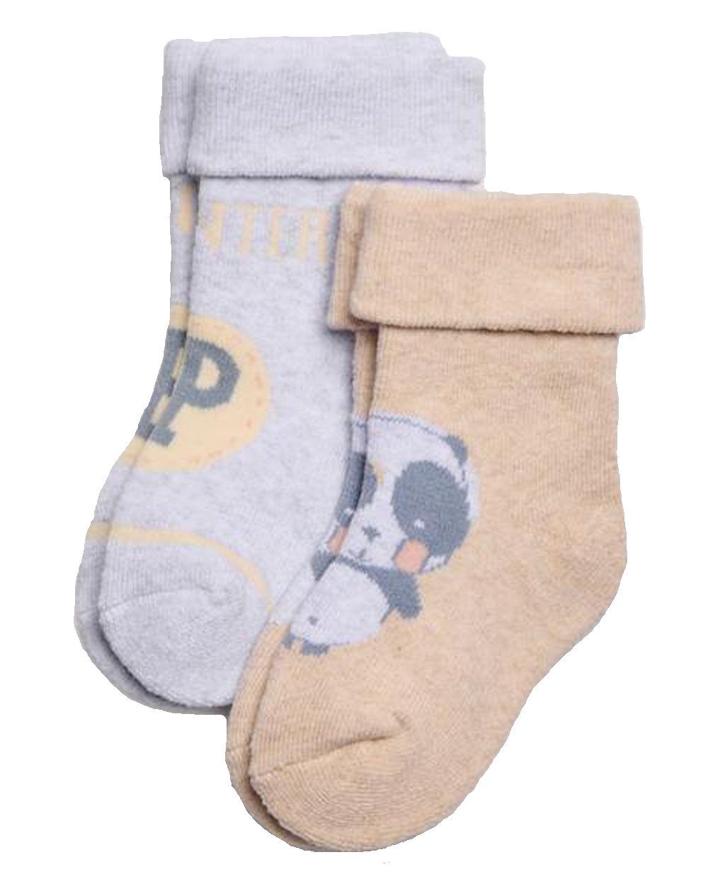 YSABEL MORA Thermosocken Ysabel Mora 2er Pack Baby Thermo Strümpfe Socken Panda hellgrau peach (2-Paar)
