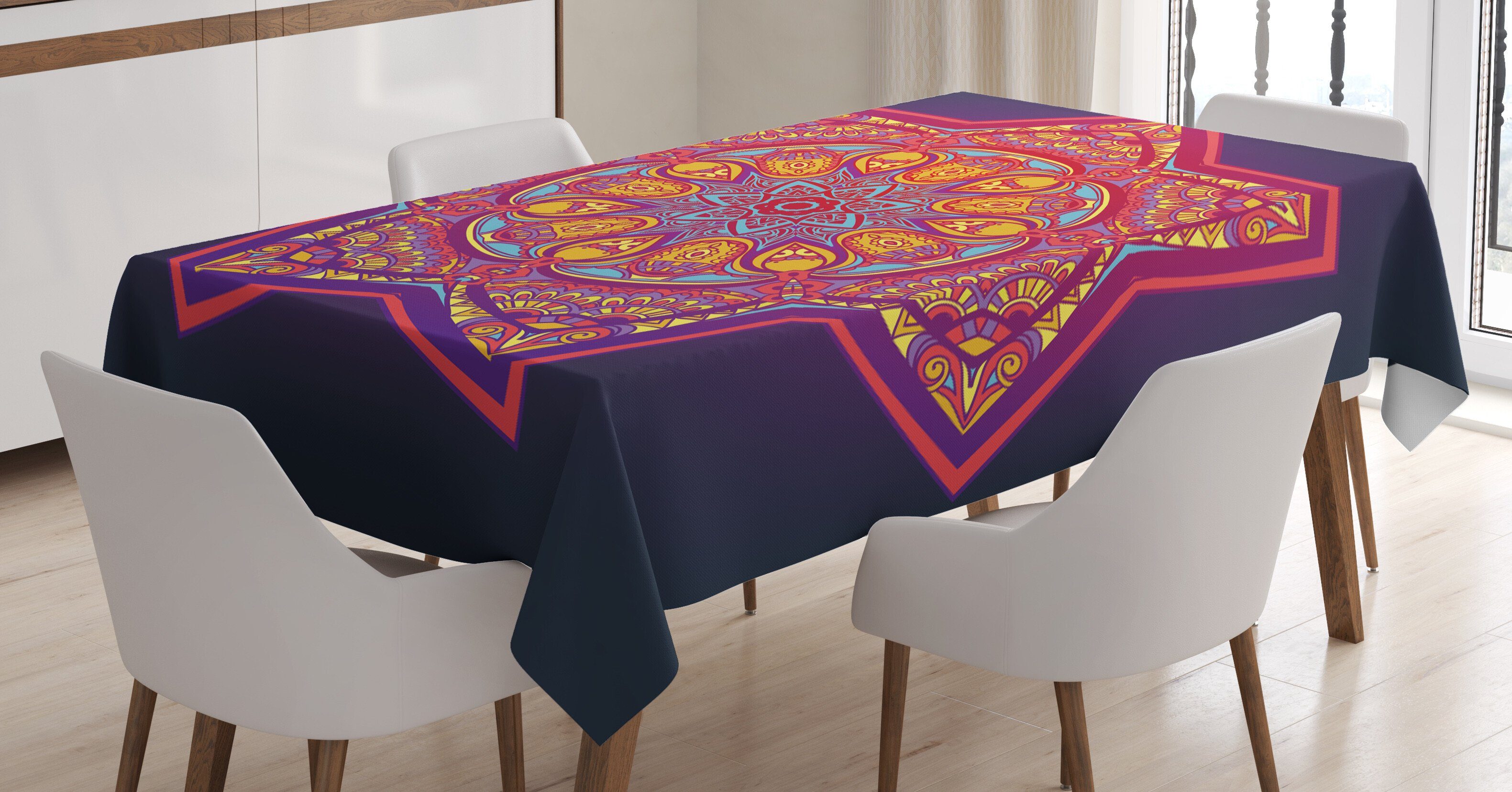Abakuhaus Tischdecke Farbfest Waschbar Für Bereich Klare Farben, Außen Geometrische Tibetan geeignet Mandala Blatt den