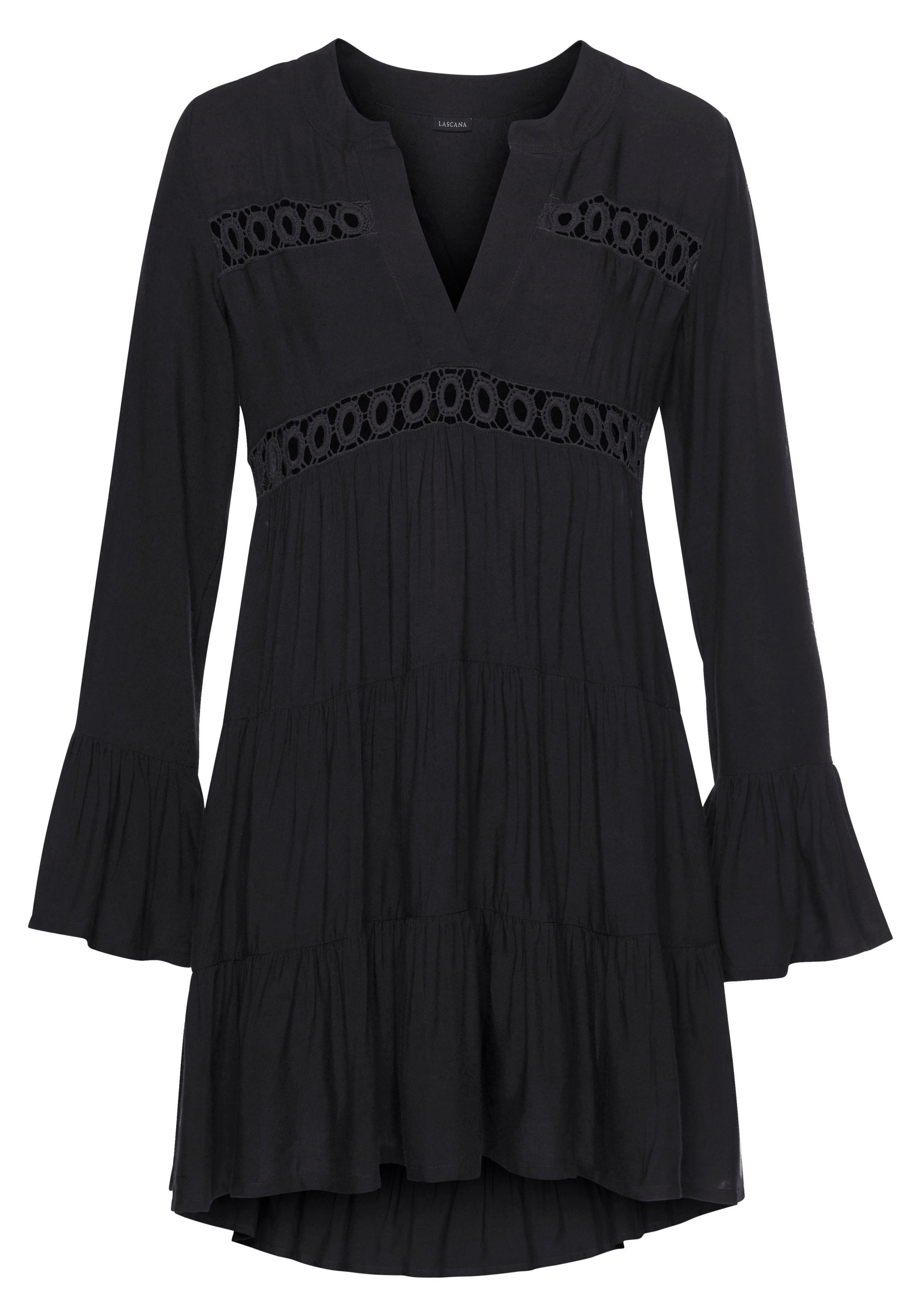 LASCANA Longbluse mit Spitzeneinsätzen, Tunika, Blusenkleid, günstig online kaufen
