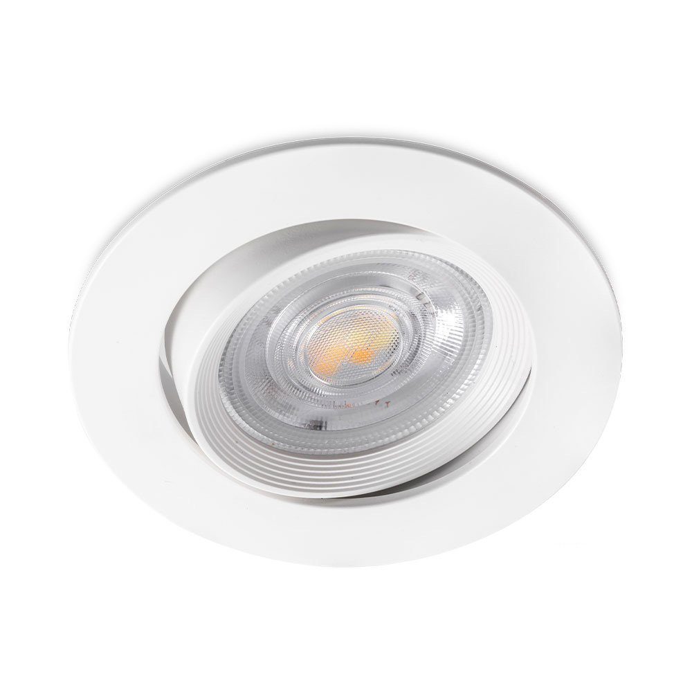 Mundotec LED Einbauleuchte 5w LED Einbaustrahler Einbauleuchte schwarz weiß, 5w, 400 Lumen, Kaltweiß, 9x2,35cm, Weiß, Lochmaß: 7cm, IP40, schwenkbar