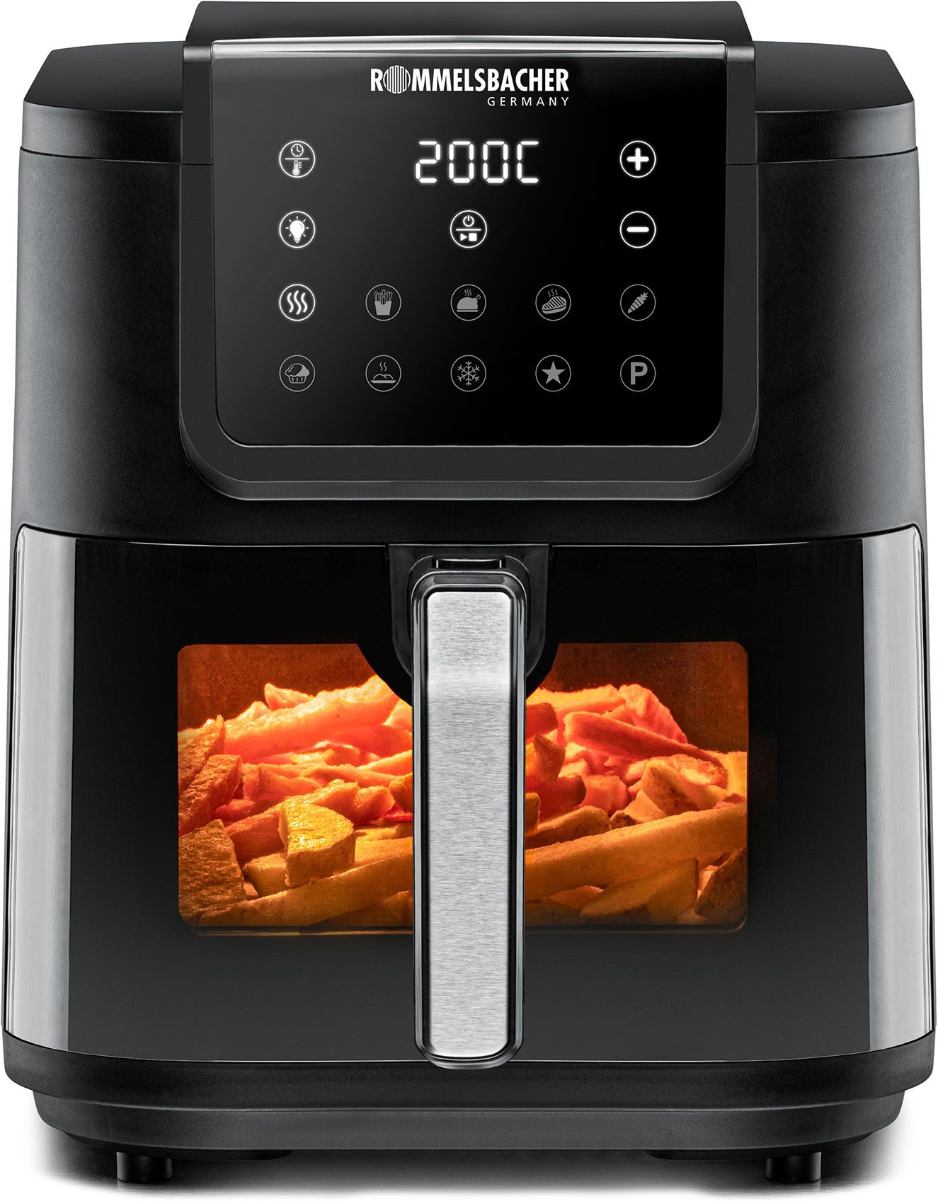 Rommelsbacher Heißluftfritteuse FRH 1700, 1700 W, XXL Frittier-/Backkorb mit 8 l Volumen, für bis zu 1000 g Pommes