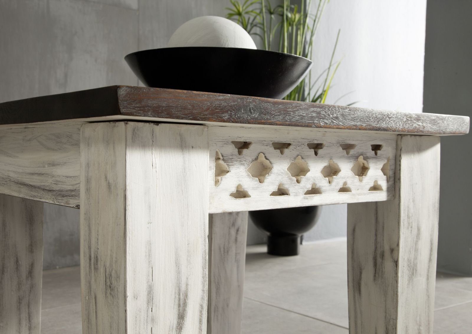 Massivmoebel24 Beistelltisch CASTLE-ANTIK (Massivholz, Massivholztisch), Be günstig online kaufen