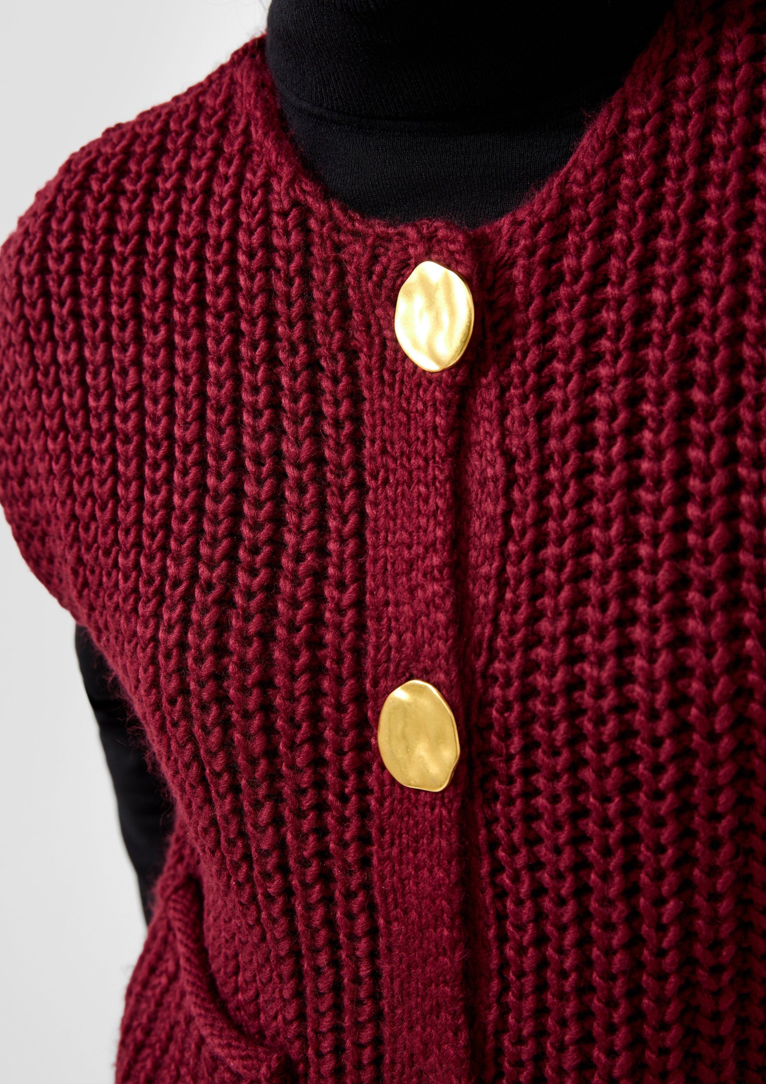 QS Funktionsjacke Strickweste mit goldfarbenen Knöpfen günstig online kaufen