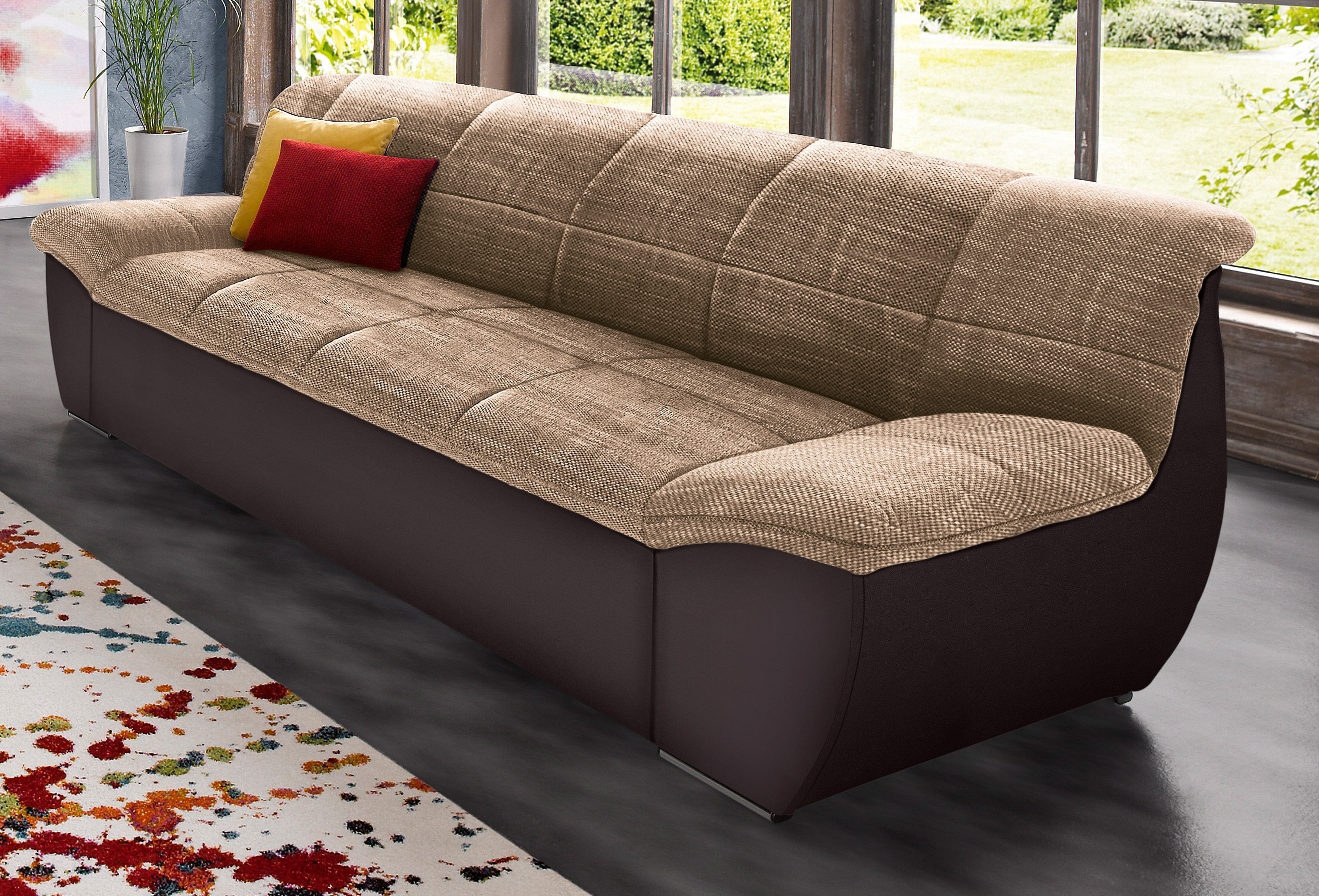 DOMO collection 3-Sitzer SPLASH Breite 232 cm, moderne Sitz- und Rückensteppung, komfortabel, flache Armlehnen zum Entspannen