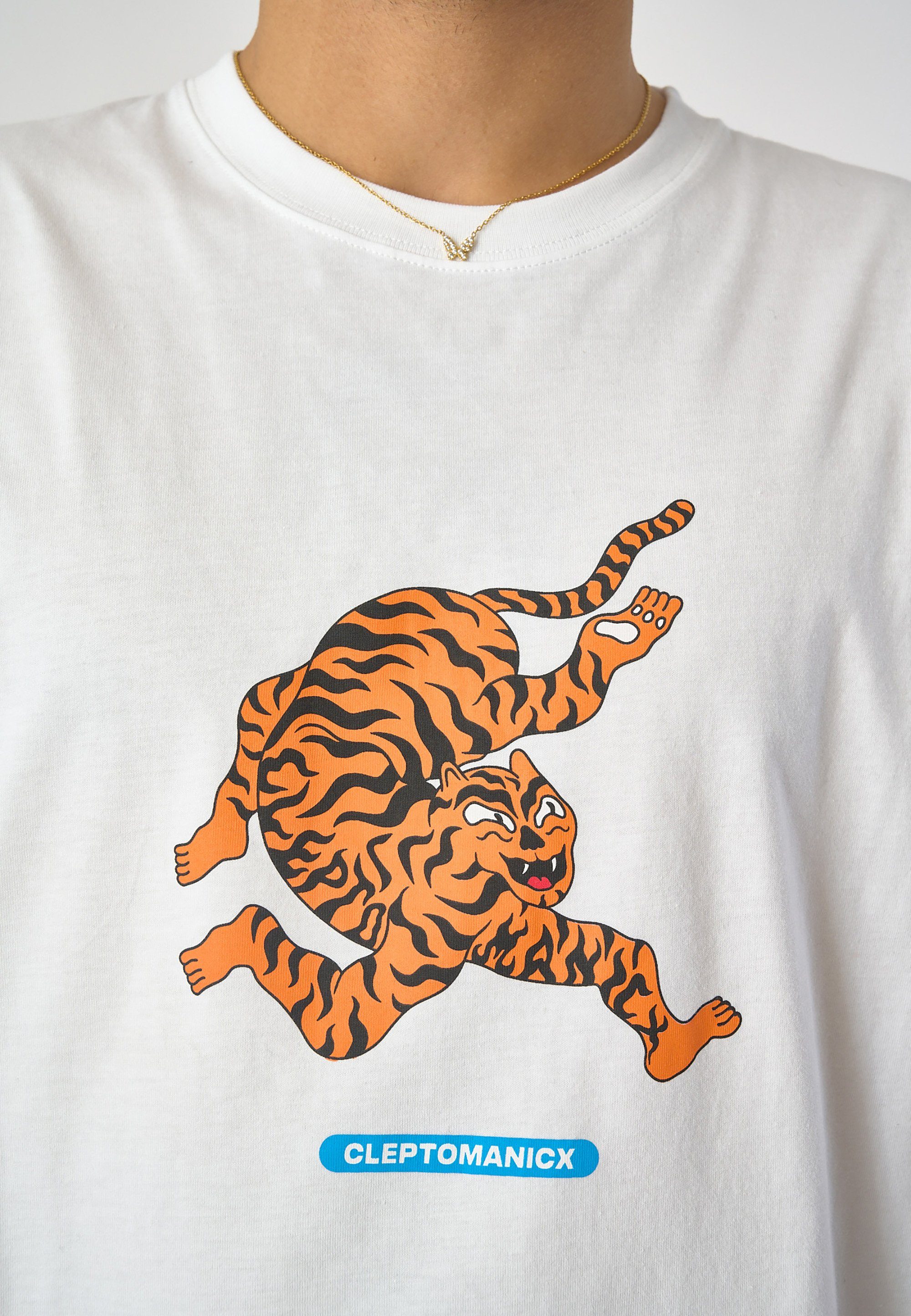 Tiger Schnitt Cleptomanicx lockeren Limbs T-Shirt weiß im