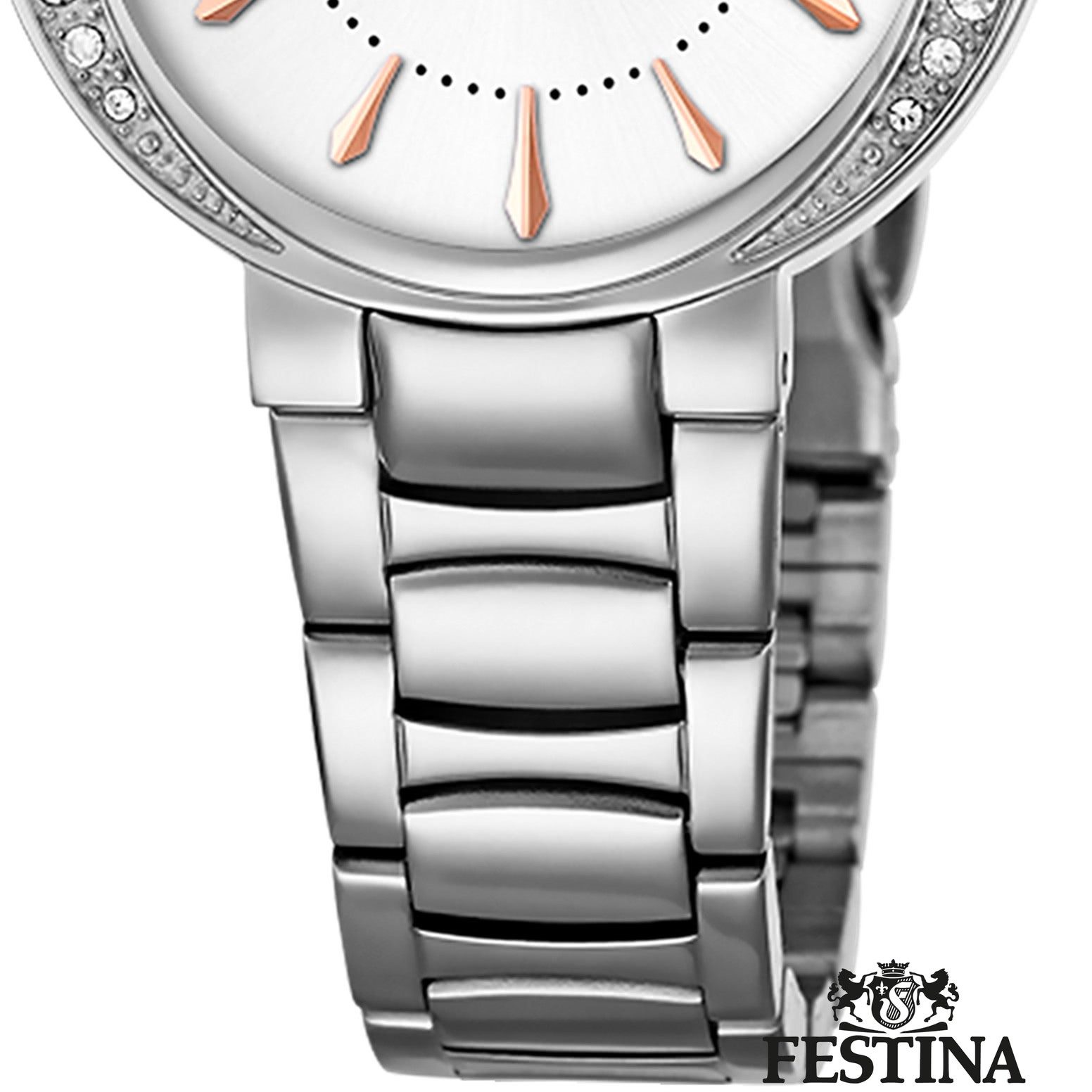 Festina Quarzuhr Festina Damenuhr Boyfriend Armbanduhr, (Analoguhr), Damen Armbanduhr rund, Edelstahlarmband silber, Casual