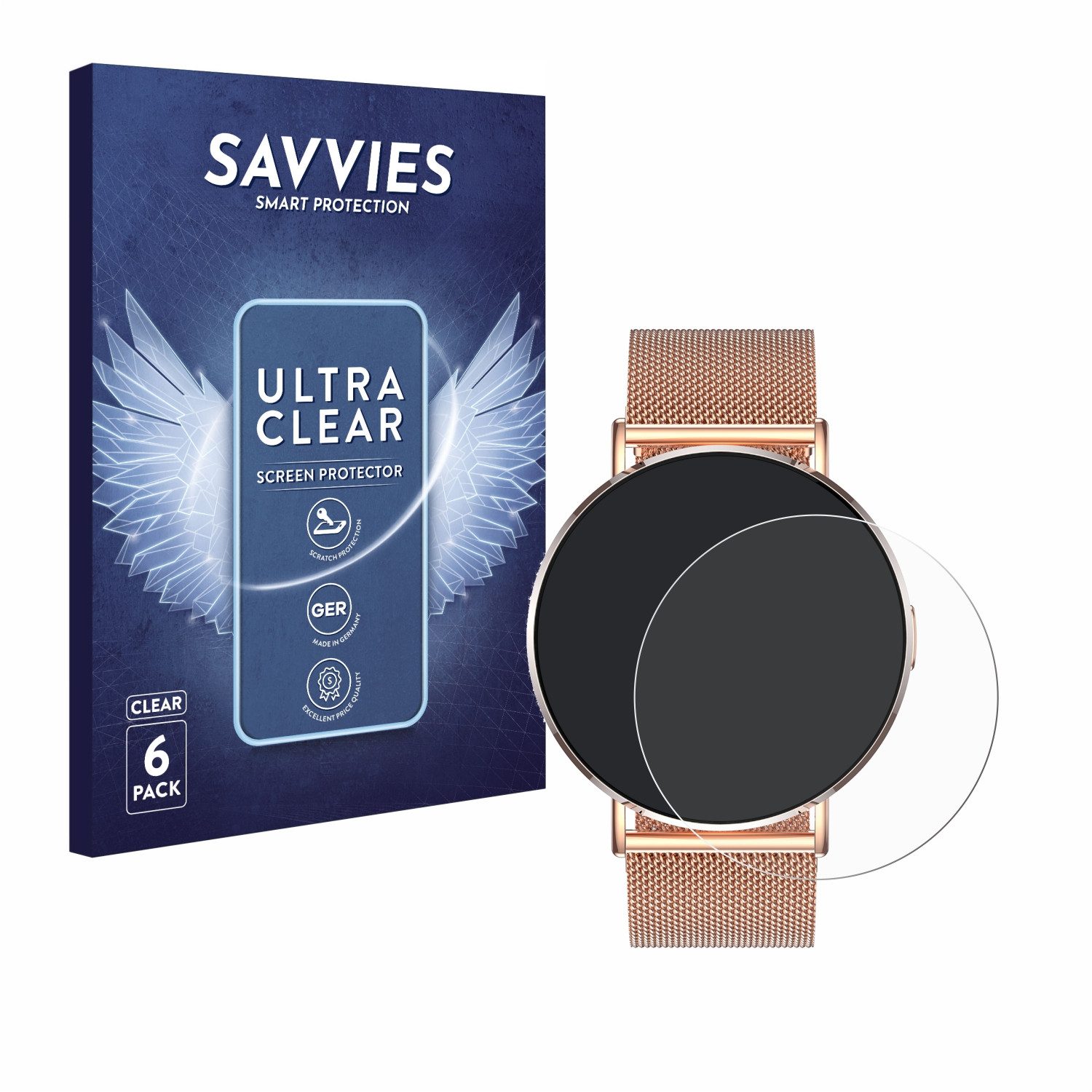 Savvies Displayschutzfolie Schutzfolie für Levowatch Eve 1.3", 6 Stück, Displayschutz Schutz Folie Klar Transparent