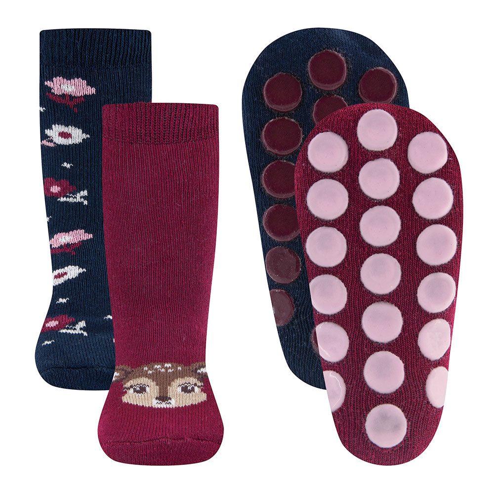 ABS-Socken Stoppersocken ABS 2er Pack Reh/Blumen