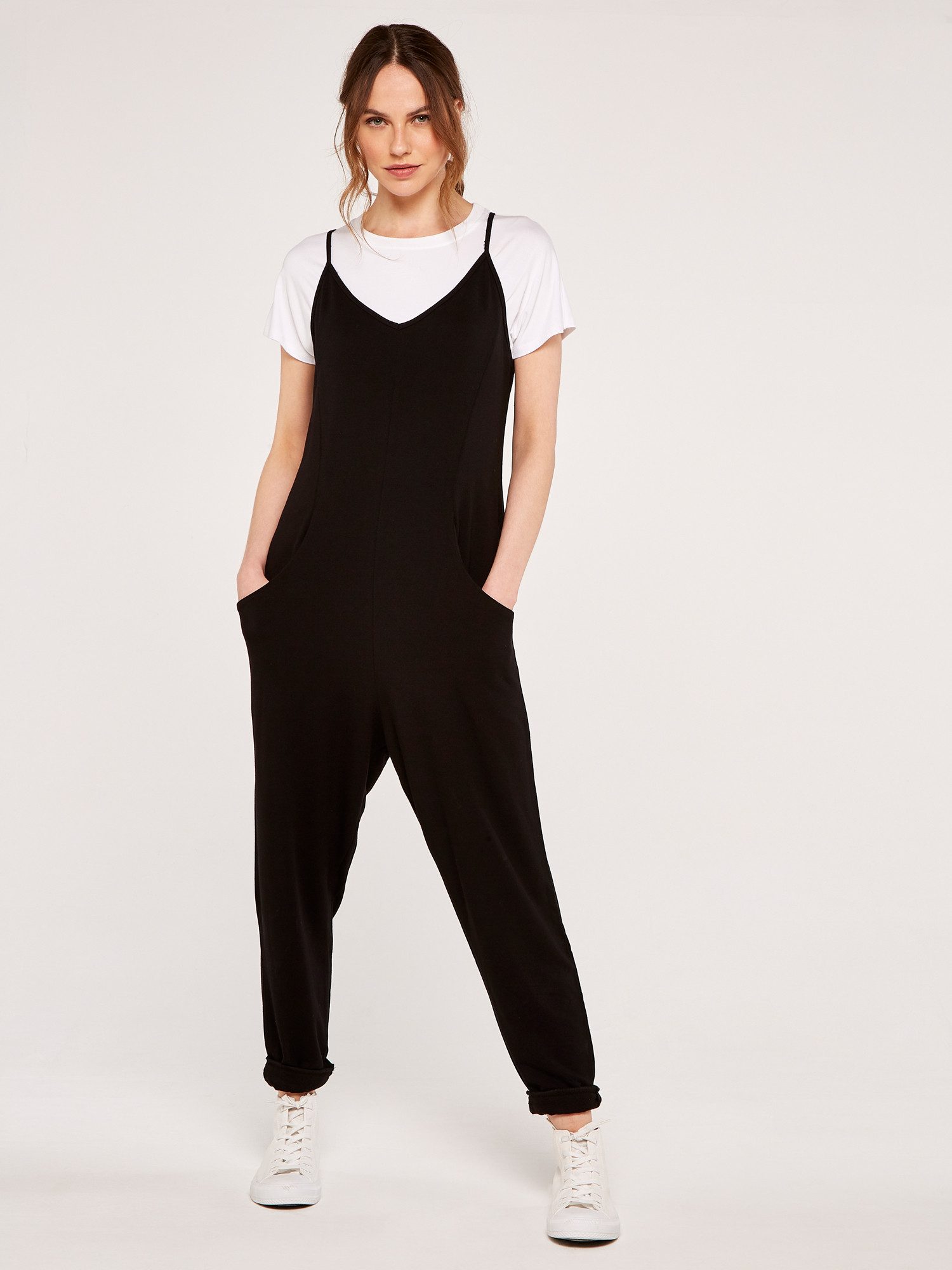 Apricot Jumpsuit Sweatshirt Strappy Jumpsuit (1-tlg) mit Taillenabnäher günstig online kaufen