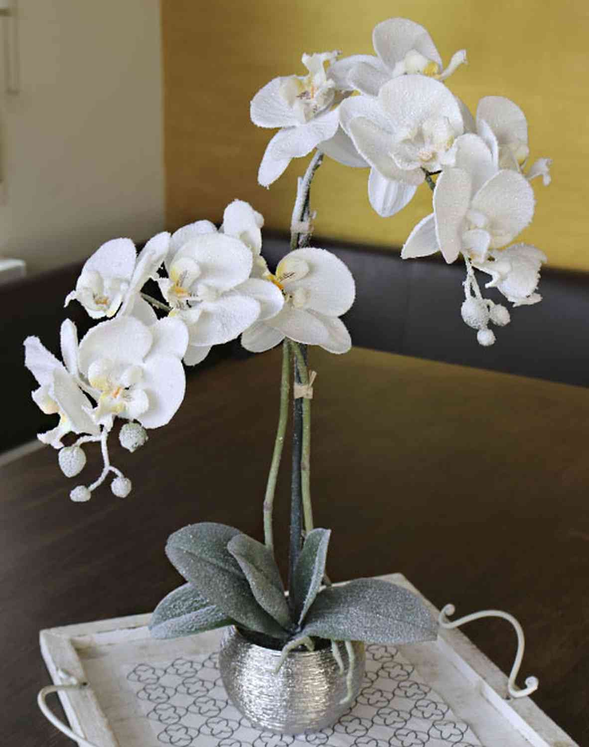 Kunstorchidee Phalaenopsis Orchidee künstlich Karen, Dekotopf, gefroren, weiß, 50cm Orchidee (Orchidee phalaenopsis), artplants, Höhe 50.0 cm