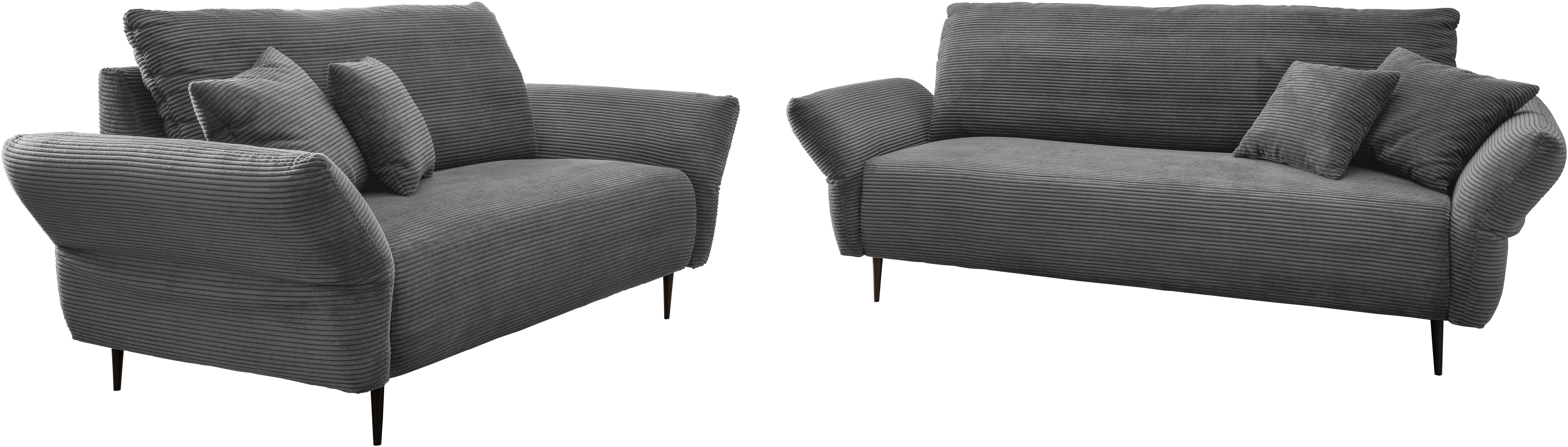 Home affaire Ecksofa Lazio modern und bequem, schmale Armlehnen, tolle Detailverarbeitung, zwei verschiedene Fußfarben wählbar