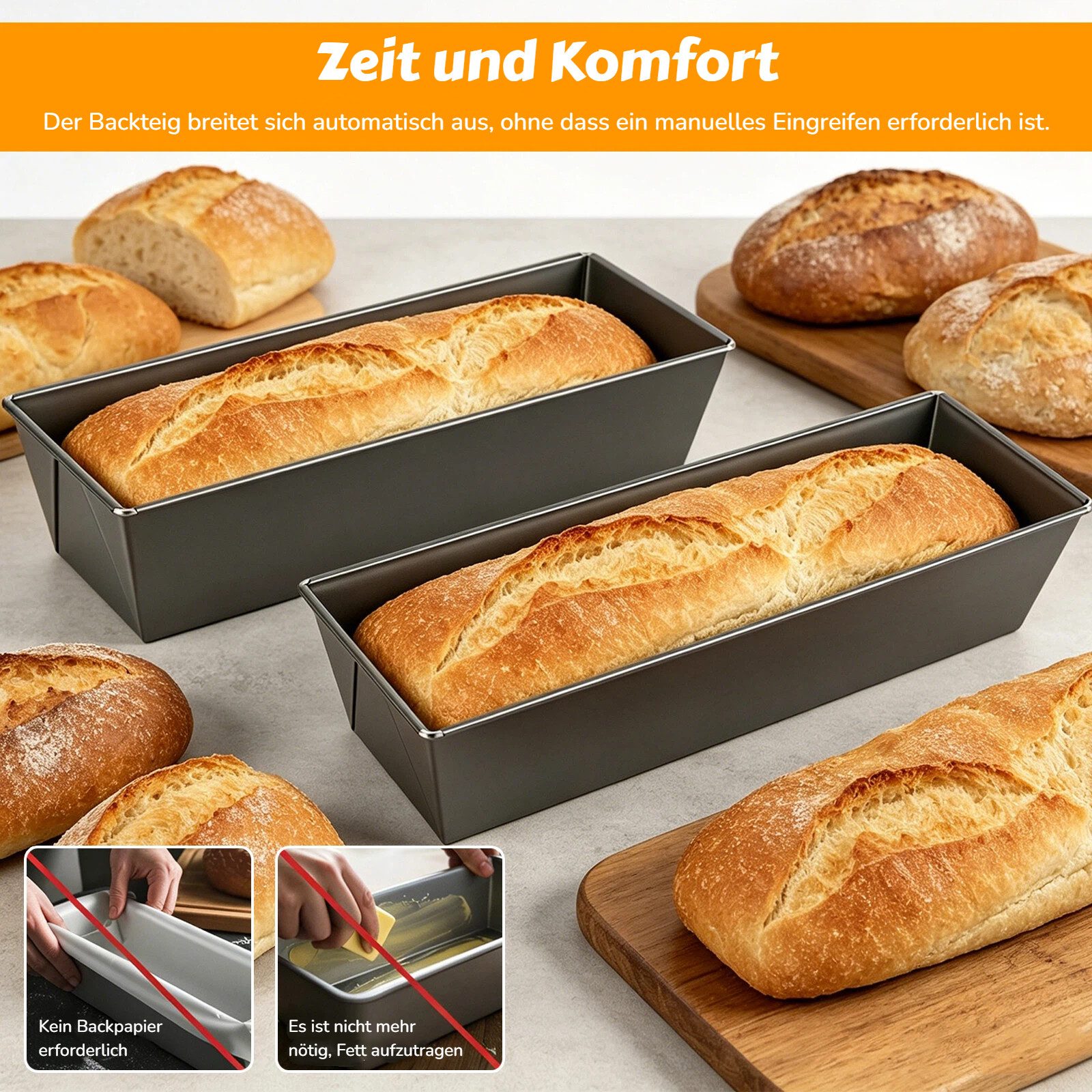 BlingBin Brotbackform 4 Stück Kastenform Kuchen Brot, Antihaftbeschichtet Backform, (4er Set 4-tlg), Königskuchenform Rechteckig für Kuchen, Toastbrot, Käsekuchen, Brownie