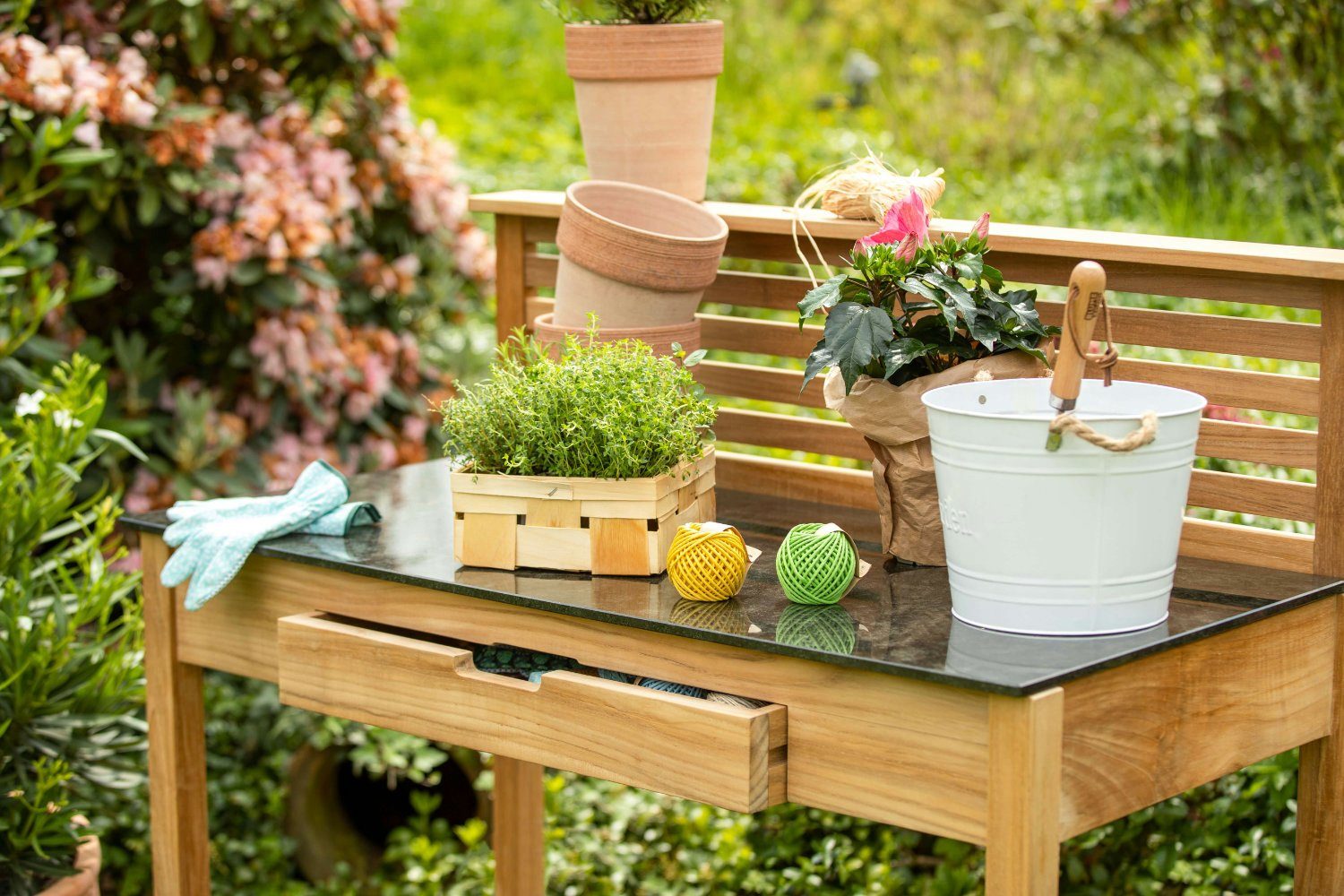 Kai Wiechmann Pflanztisch Premium Teak Garten Arbeitstisch als