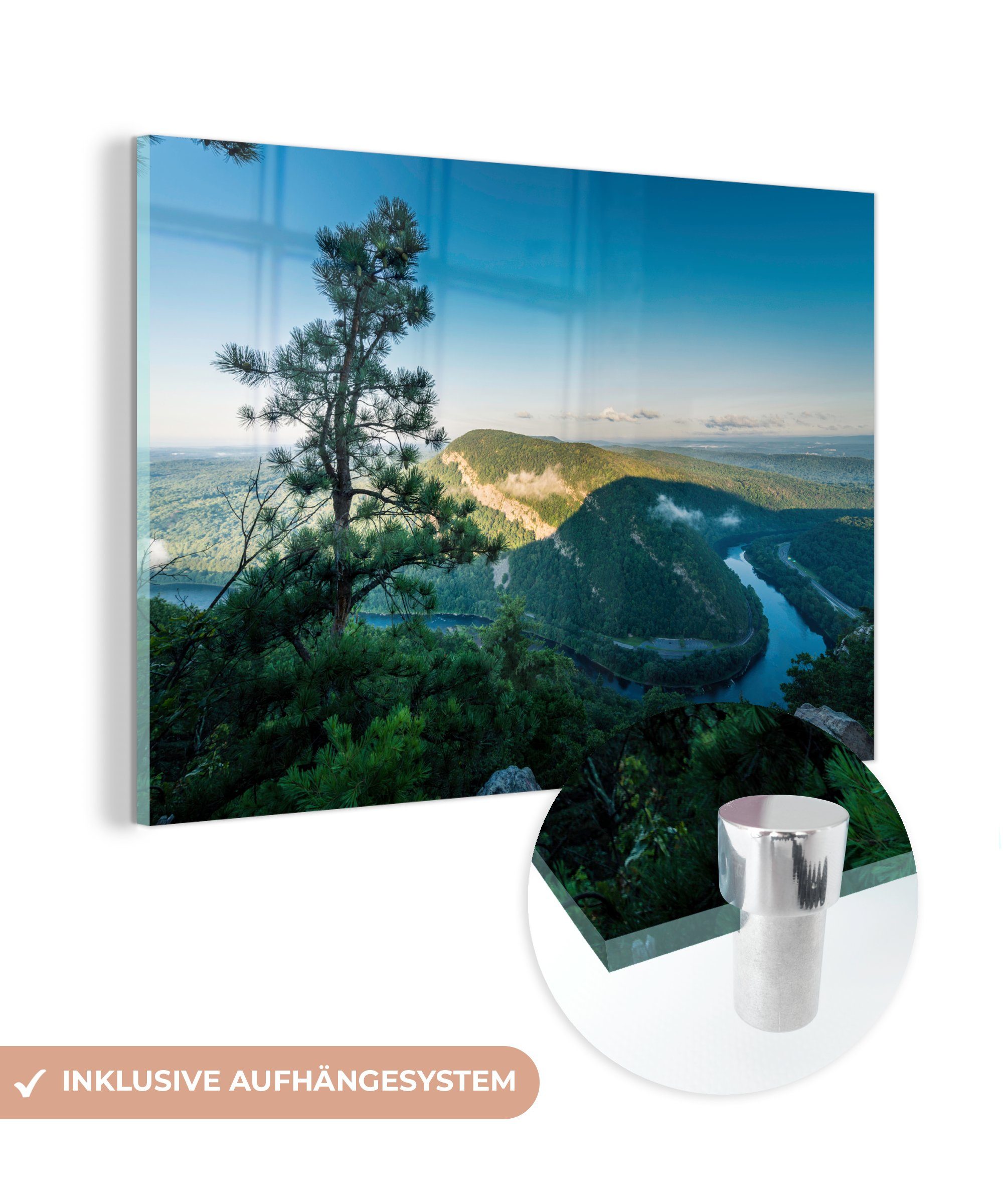MuchoWow Acrylglasbild Blick vom Gipfel eines Berges in New Jersey, (1 St), Acrylglasbilder Wohnzimmer & Schlafzimmer