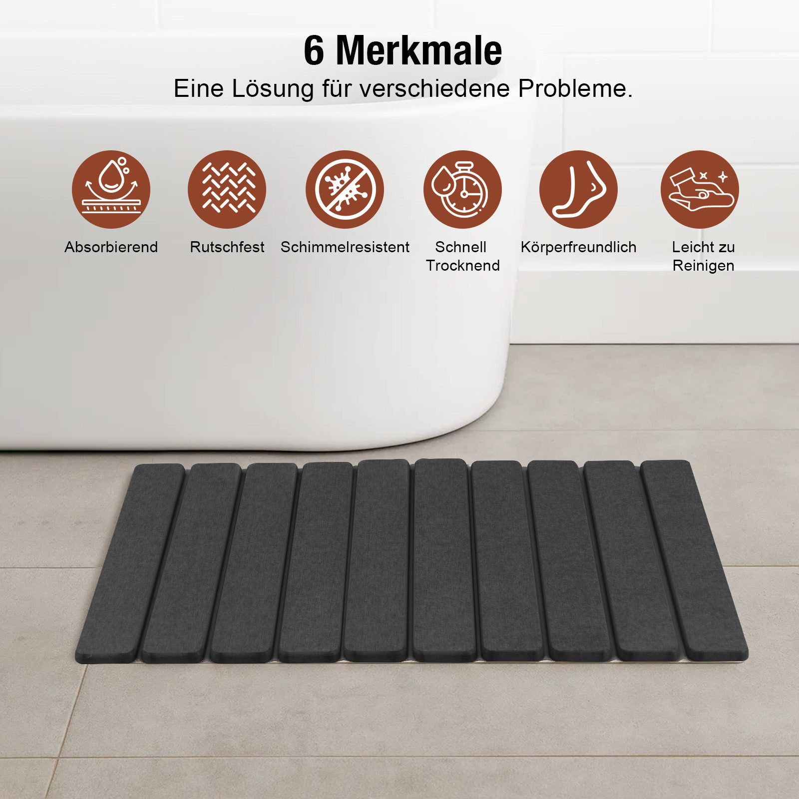 Youyijia Badematte Faltbare Stein-Badematte Kieselgur 40X60cm Super Saugfähig – Bild 4 von 5