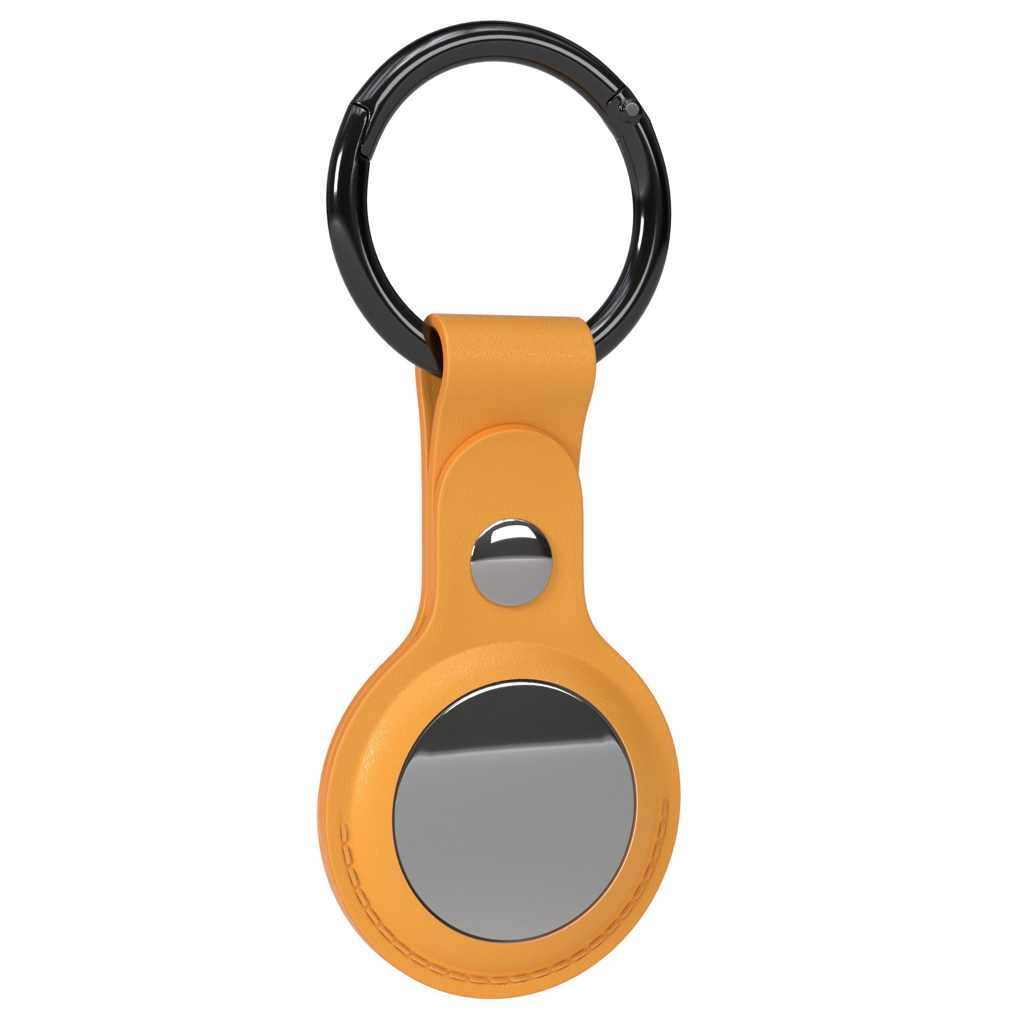 EAZY CASE Schlüsselanhänger Anhänger kompatibel mit Apple AirTag, Schlüsselanhänger Airtags Hülle aus Kunstleder Kratzfest Schutz Gelb