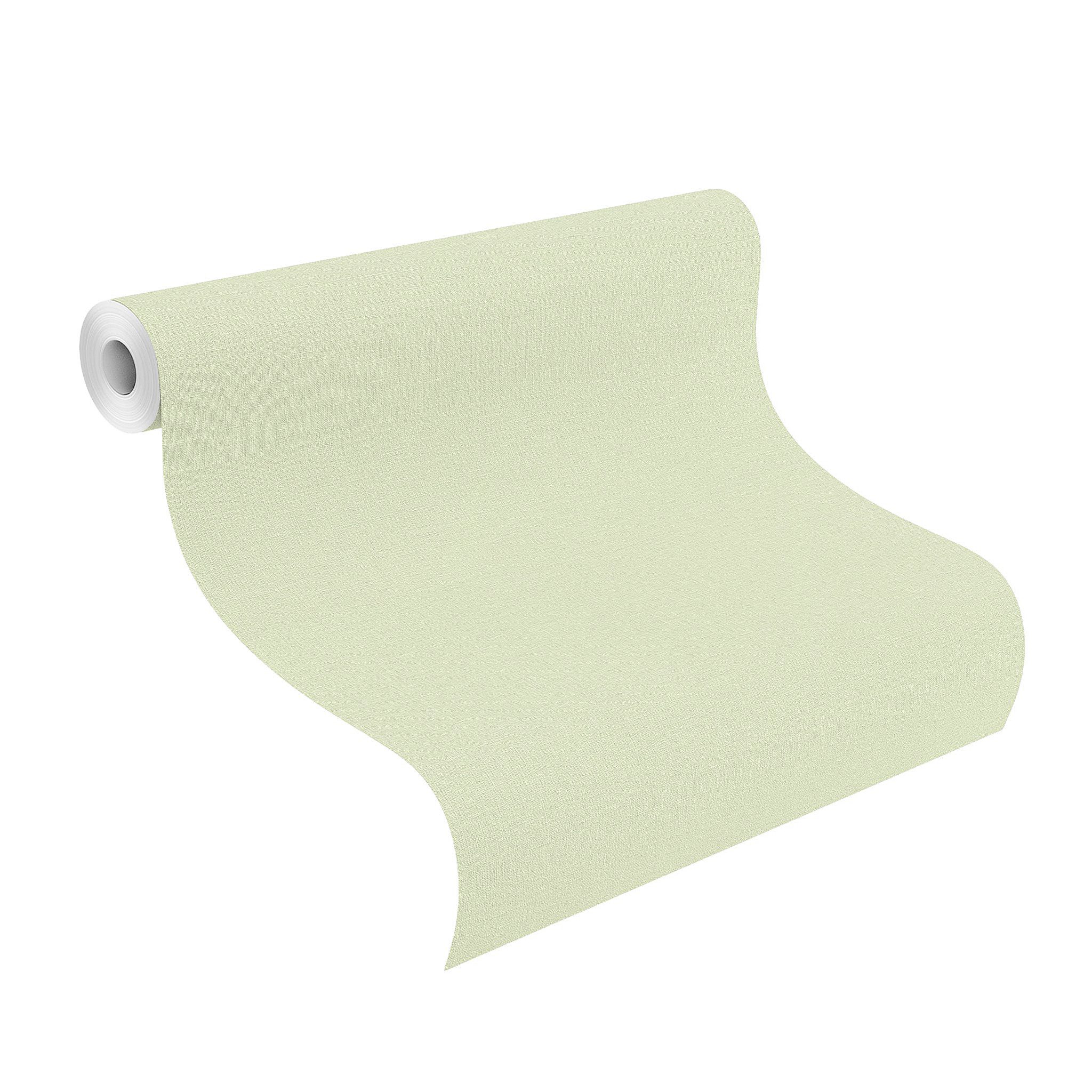Rasch Vliestapete Leinenoptik - Vinyltapete Uni Grün, Matt, Leinenoptik, Textiloptik, (1 Rolle, 1 St., Kollektion 'Country Charme' - 10,05 m x 0,53 m), gute Lic – Bild 2 von 5