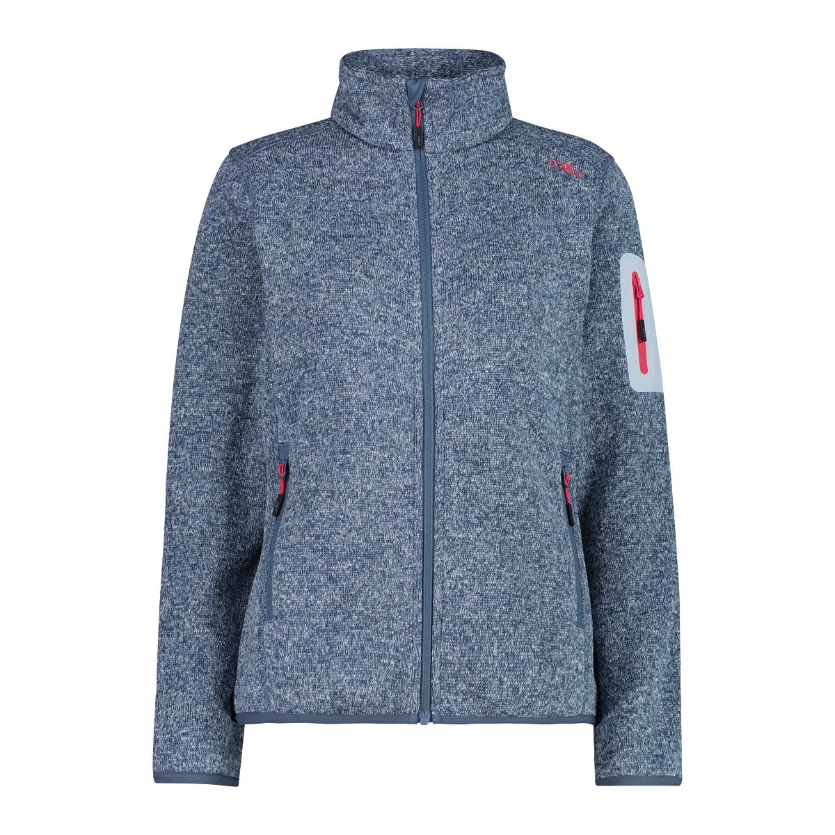 CMP Strickfleecejacke KNITTED MELANGE FLEECE WOMAN JACKET Wärmeisolierend & Schnell trocknend & Atmungsaktiv, Übergangsjacke