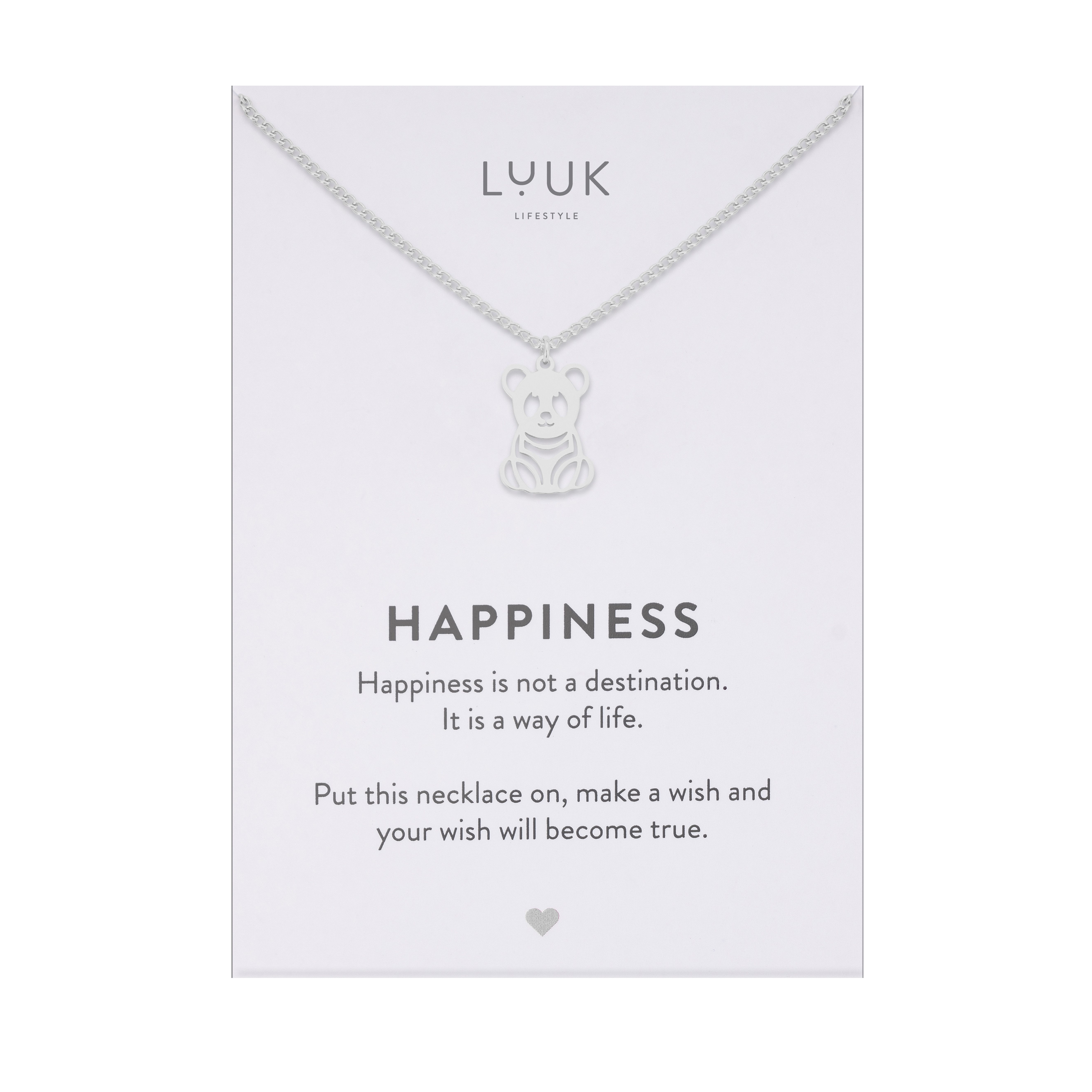LUUK LIFESTYLE Kette mit Anhänger Panda, wasserfeste Tier Halskette