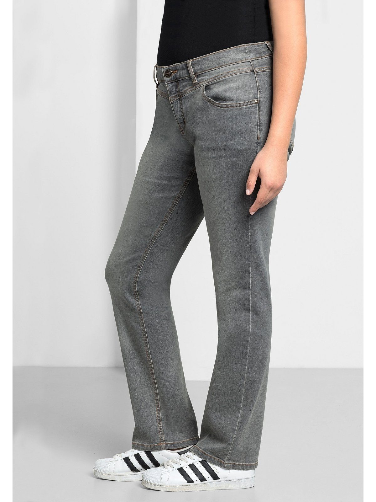 Größen grey Große Sheego Denim Stretch-Jeans mit Used-Effekten Gerade« »Die